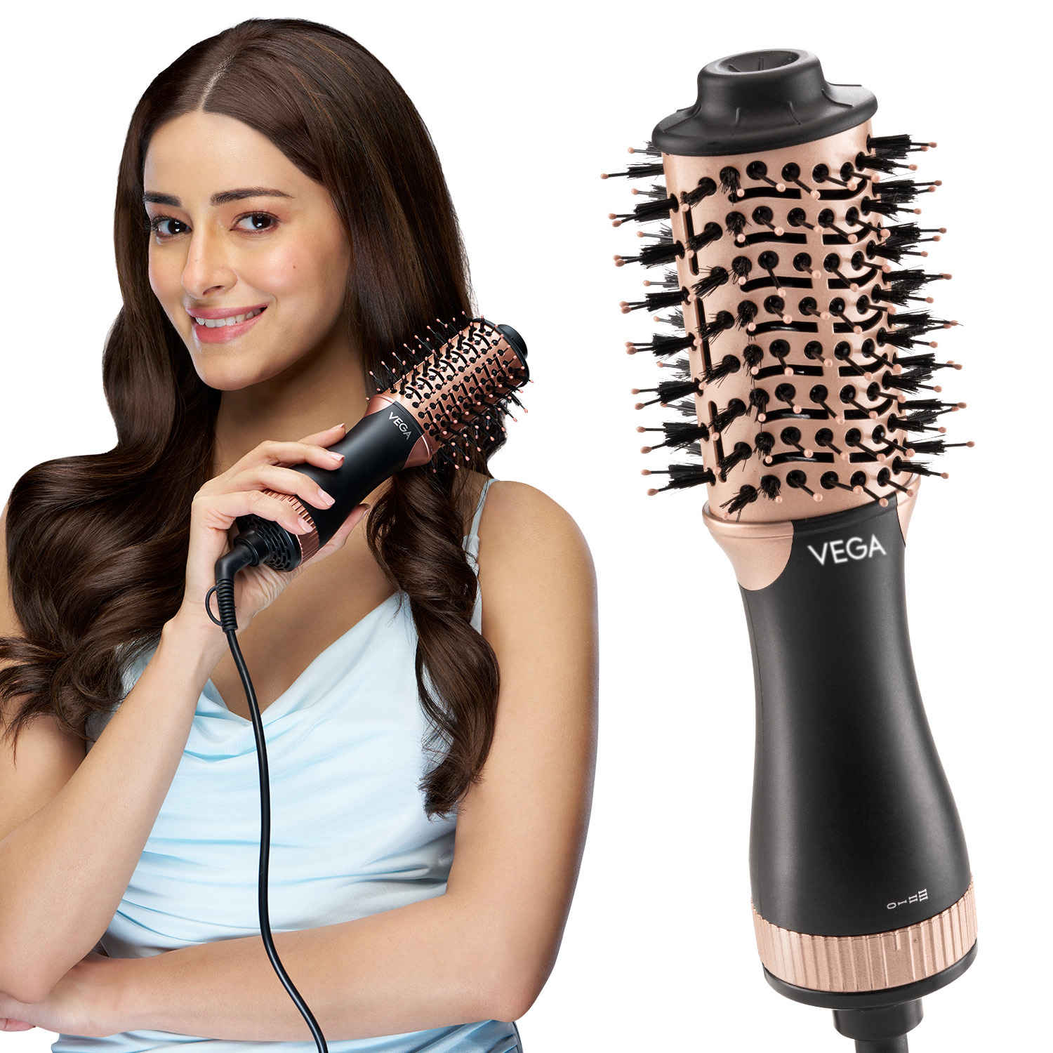 Buy VEGA Litstyle L3 Volumizer Hair Blow Dryer Brush With 3 Heat/2 Speed Settings, 360° Airflow Vent, 3 in 1 Compact Hot Air Brush For Women, Tourmaline Ceramic Coated Barrel, 500 Watts, (VHSD-03) 1 pc - Purplle