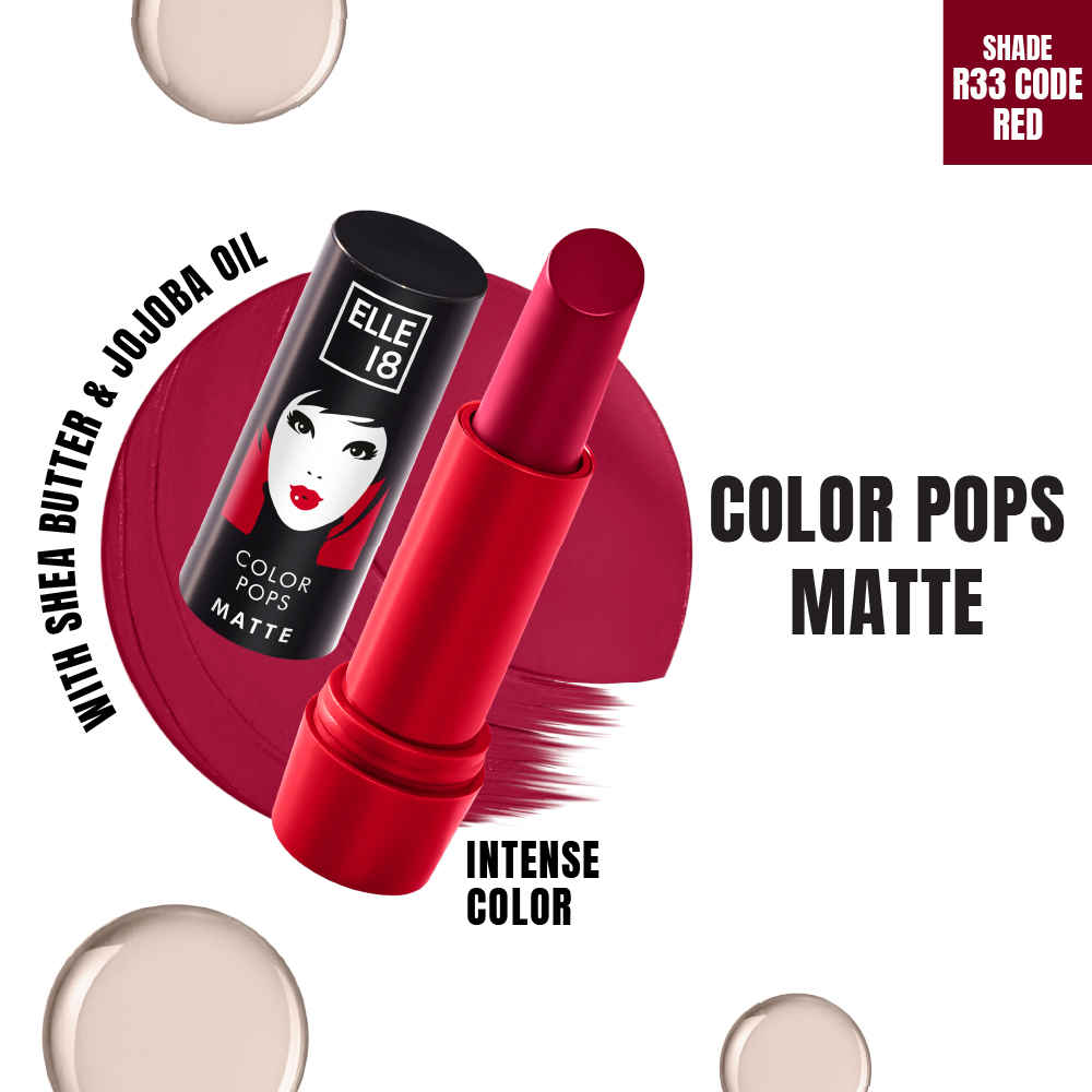 Buy Elle 18 Color Pops Matte Lipstick, Code Red, Moisturising, Infused with Jojoba Oil | 4.3 gm - Purplle