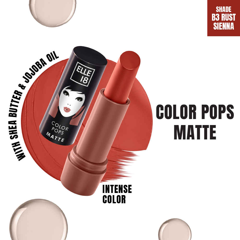 Buy Elle 18 Color Pops Matte Lipstick, Rust Sienna, Moisturising Matte | 4.3 gm - Purplle