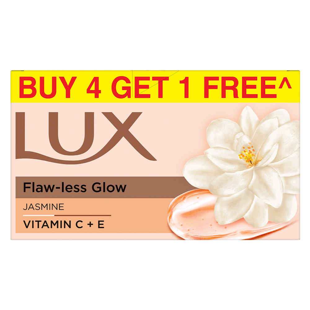 Buy Lux Flaw-less Glow Bathing Soap infused with Vitamin C & E |For Superior Glow|Buy 4 Get 1 Free|150 gm - Purplle