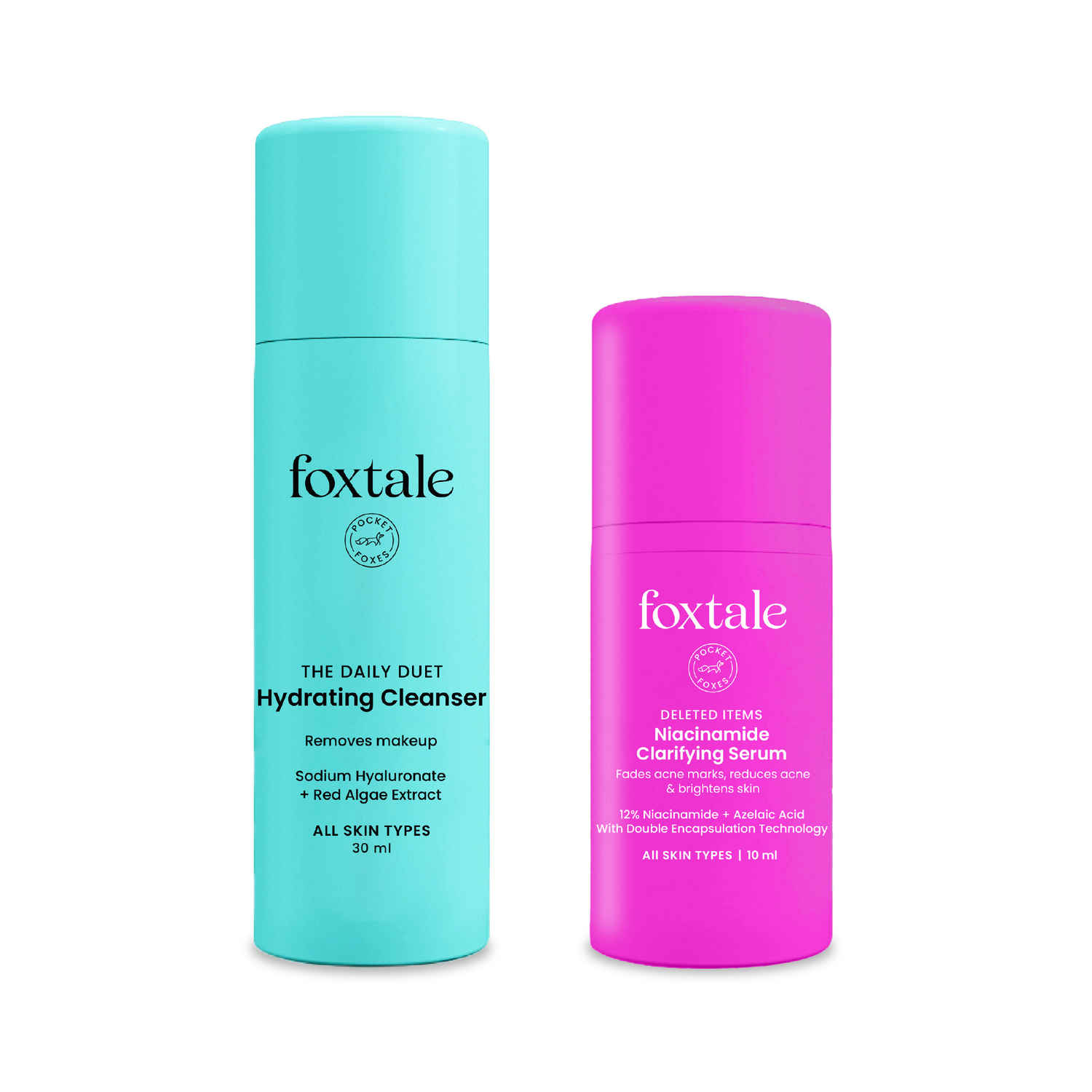 Buy Foxtale Pocket Glow Duo: Hydrating Face Wash + 12% Niacinamide Serum | Travel-Sized Skincare for Clean, Hydrated & Acne-Free Skin | Removes Makeup, Fades Marks | For All Skin Types  - Purplle