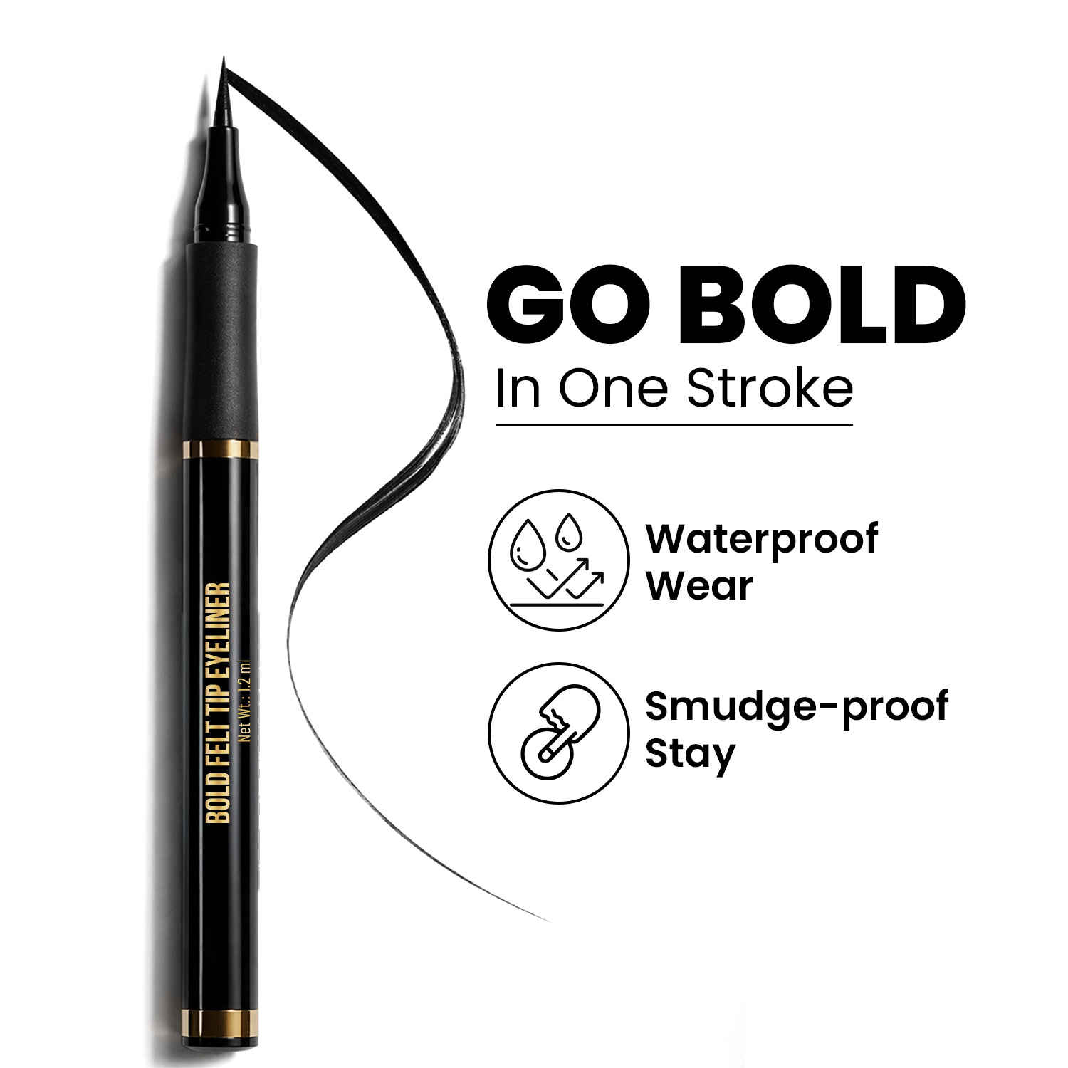 Buy Swiss Beauty Jet Black Bold Felt Tip Eyeliner 1.2 ml - Purplle