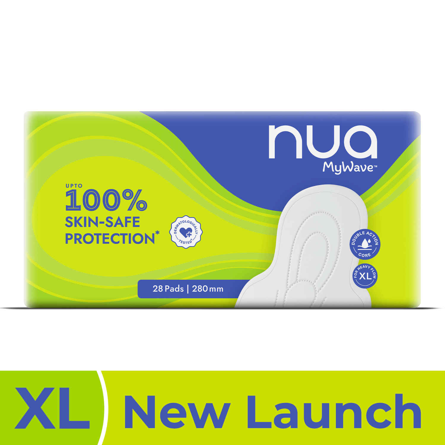 Buy Nua Mywave Sanitary Pads | Long-Lasting Leak Protection | XL | Super Soft | Safe on Skin| For Heavy Flow| Individually Wrapped 28 pads - Purplle