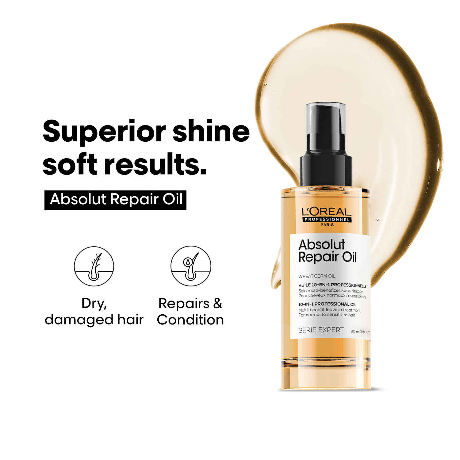 Buy L'Oreal Professionnel Absolut Repair 10-in-1 Multi-Benefit Hair Serum For Dry And Damaged Hair 90 ml - Purplle