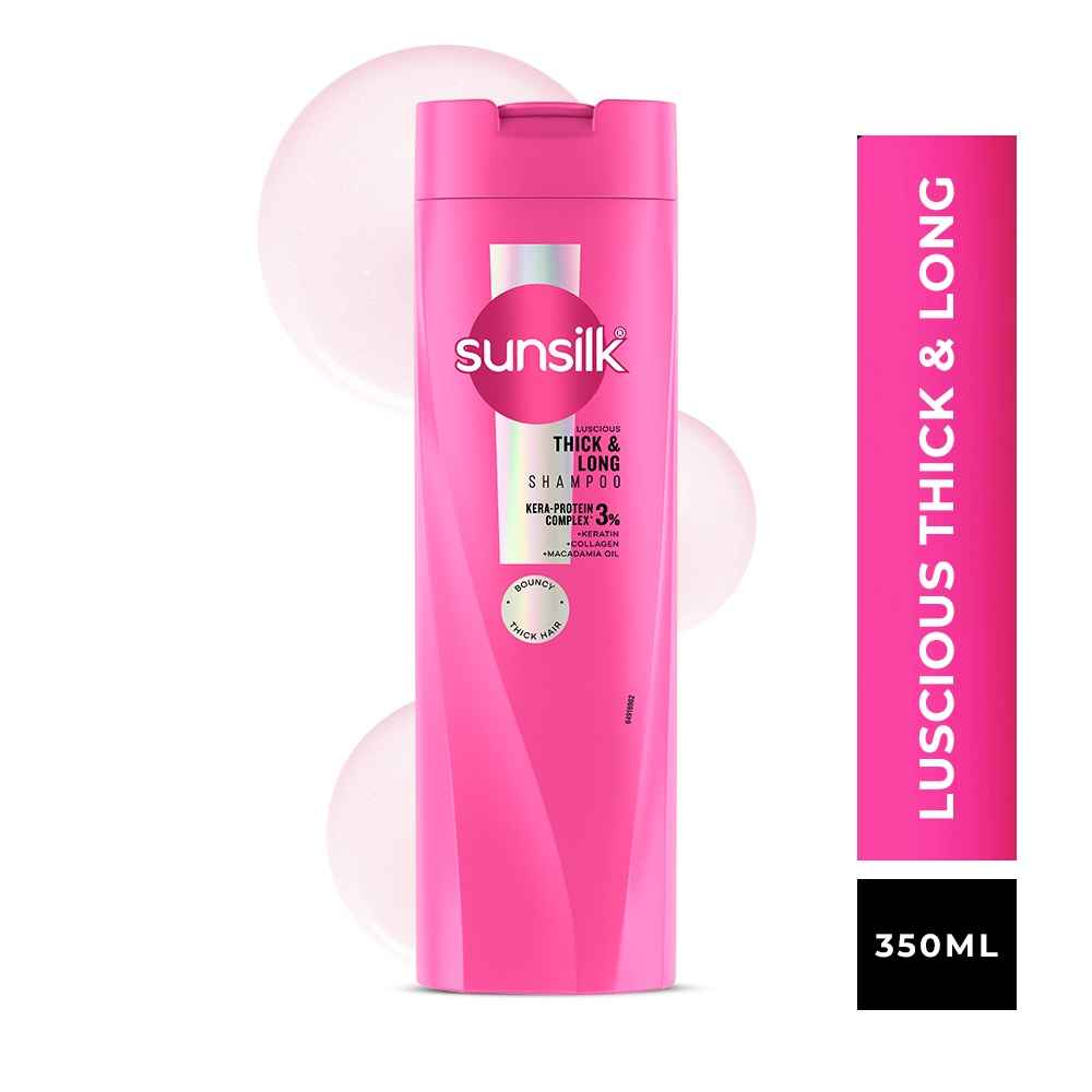 Buy Sunsilk Luscious Thick & Long Shampoo, with 3% Kera-Protein Complex, 350 ml, for Reduced Breakage - Purplle