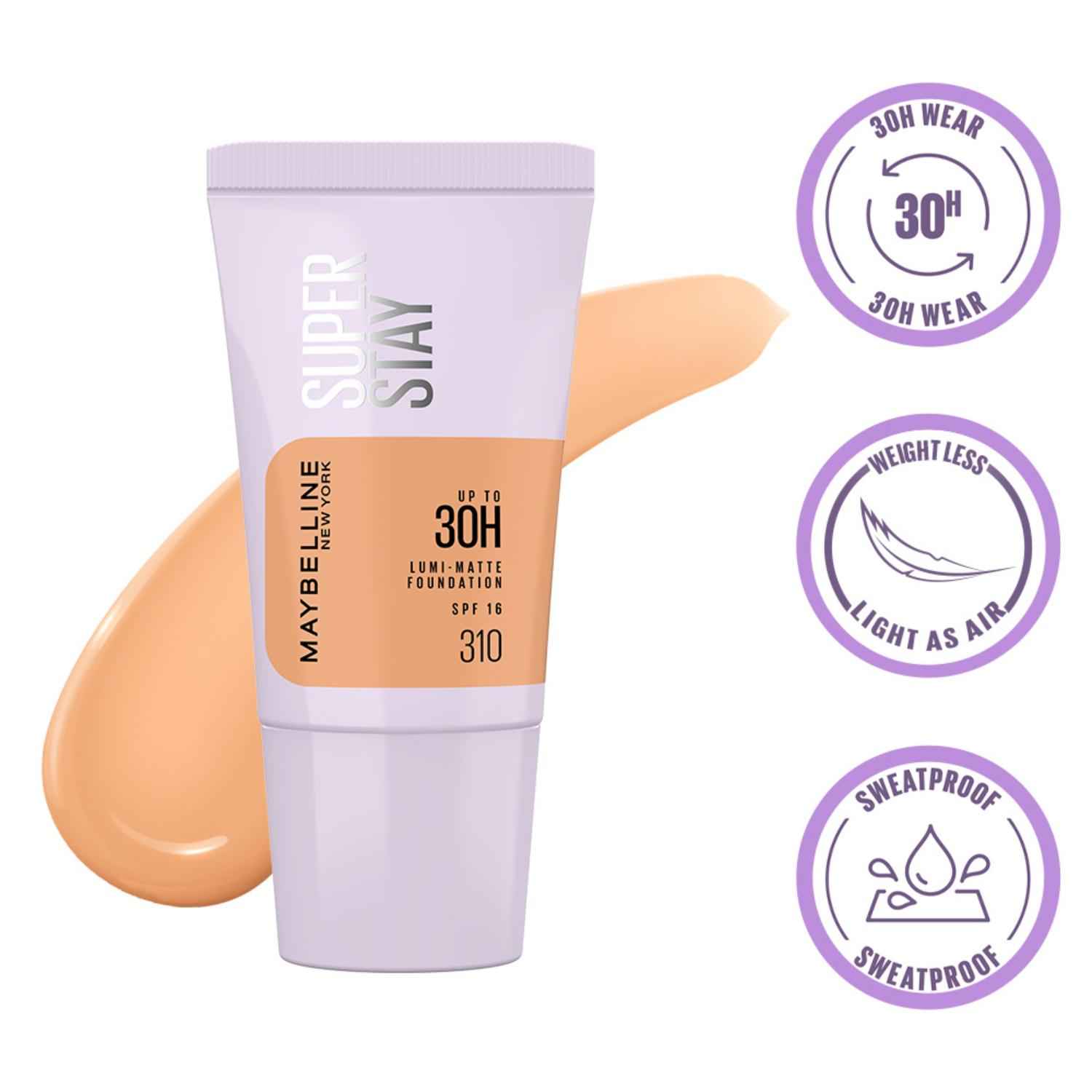 Buy Maybelline New York Super Stay Lumi-Matte Foundation- 310,  30H Wear, Lightweight, Suitable for all Skin Types, Soft Glow, Buildable Coverage - 18 ml - Purplle