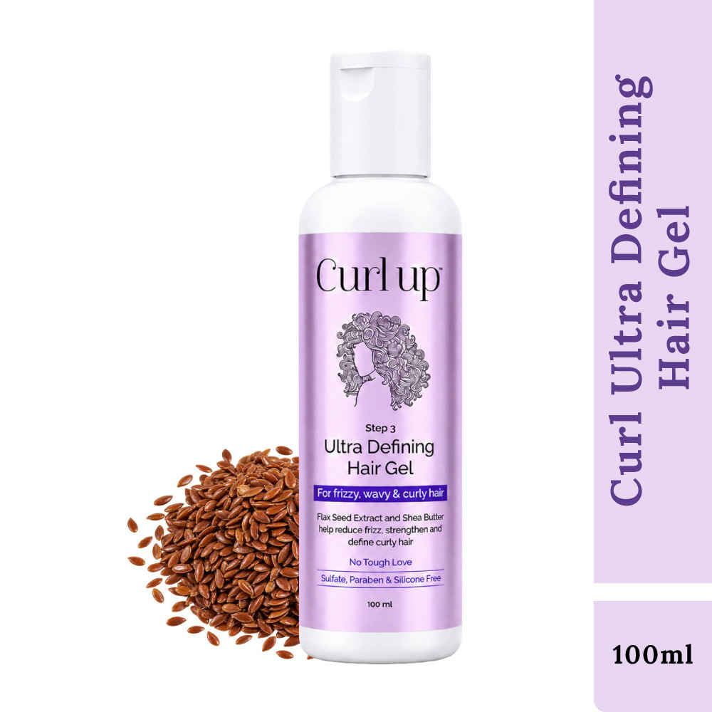 Buy Curl Up Ultra Defining Curly Hair Gel | Strong Hold Flaxseed For Wavy & Curly Hair (100 ml) - Purplle