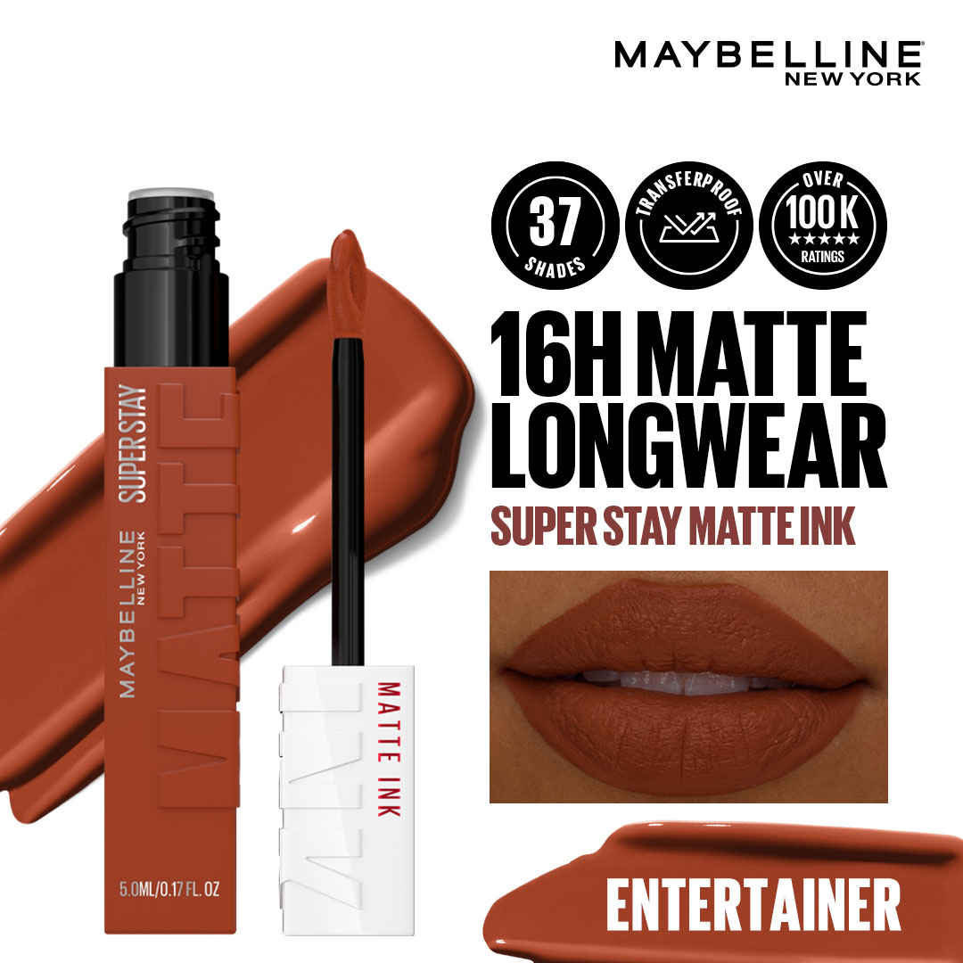 Buy Maybelline New York Superstay Matte Ink Liquid Lipstick - 16H Longwear Matte | Entertainer - 5 ml - Purplle