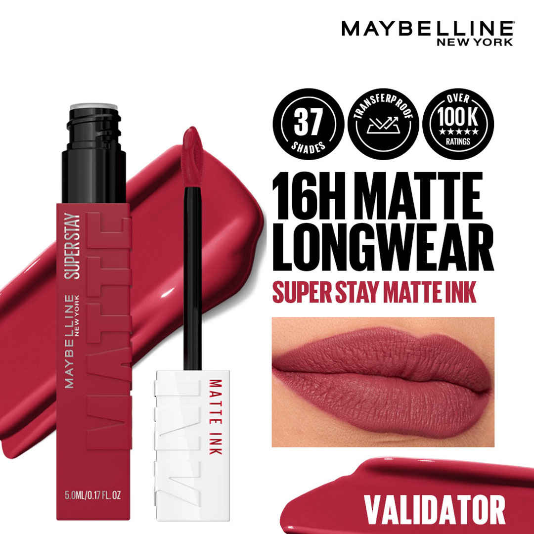 Buy Maybelline New York Superstay Matte Ink Liquid Lipstick - 16H Longwear Matte | Validator - 5 ml - Purplle
