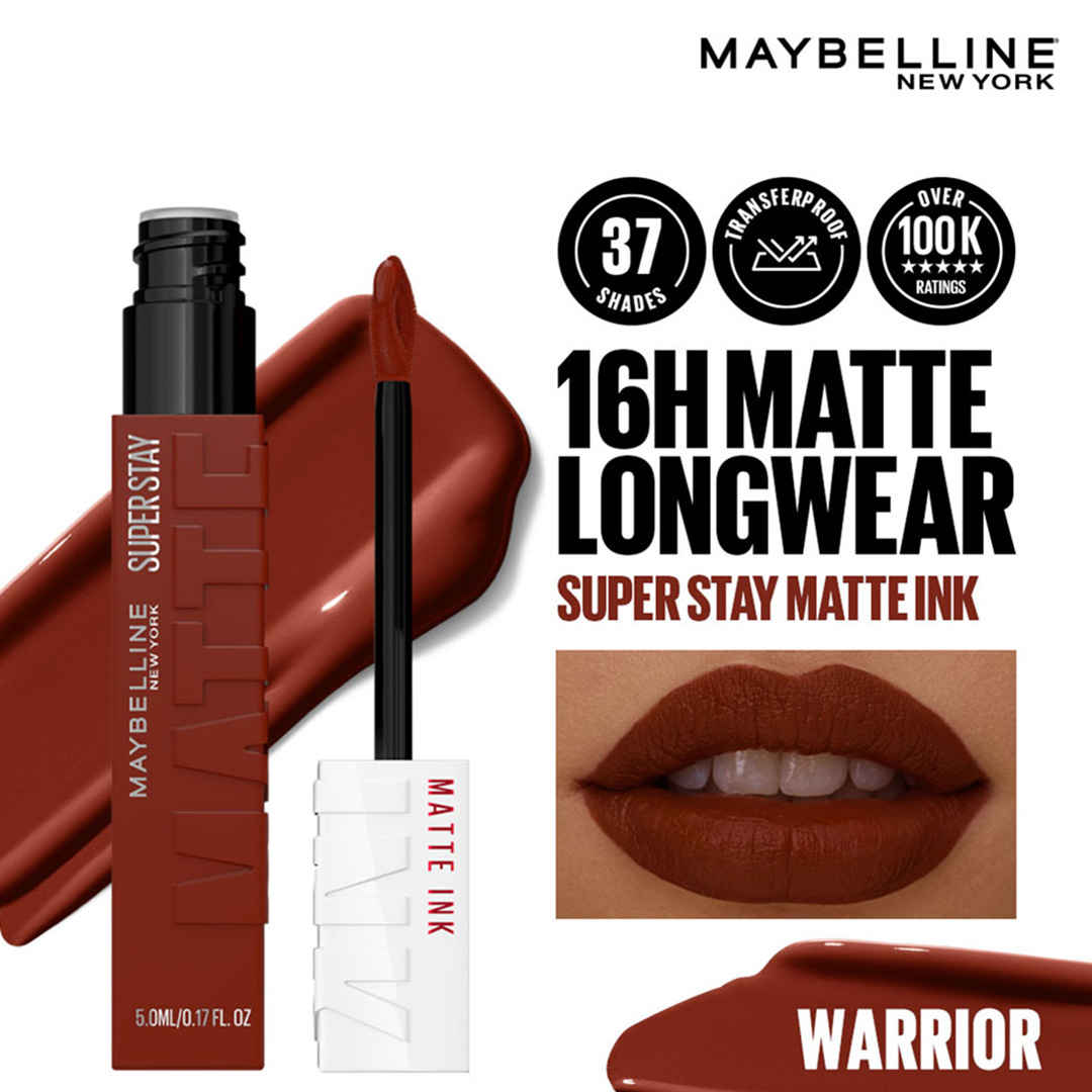 Buy Maybelline New York Superstay Matte Ink Liquid Lipstick - 16H Longwear Matte | Warrior - 5 ml - Purplle