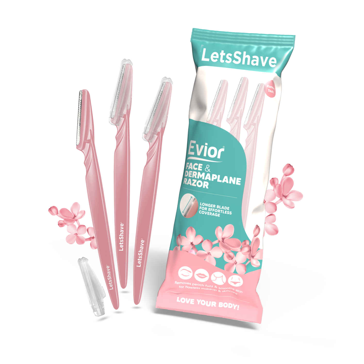Buy LetsShave Evior Reusable Face Razor for Women Facial Hair (3-Pcs) | Instant & Painless Hair Removal | For Eyebrows, Upper Lip, Forehead, Peach Fuzz, Chin and Sideburns - Purplle