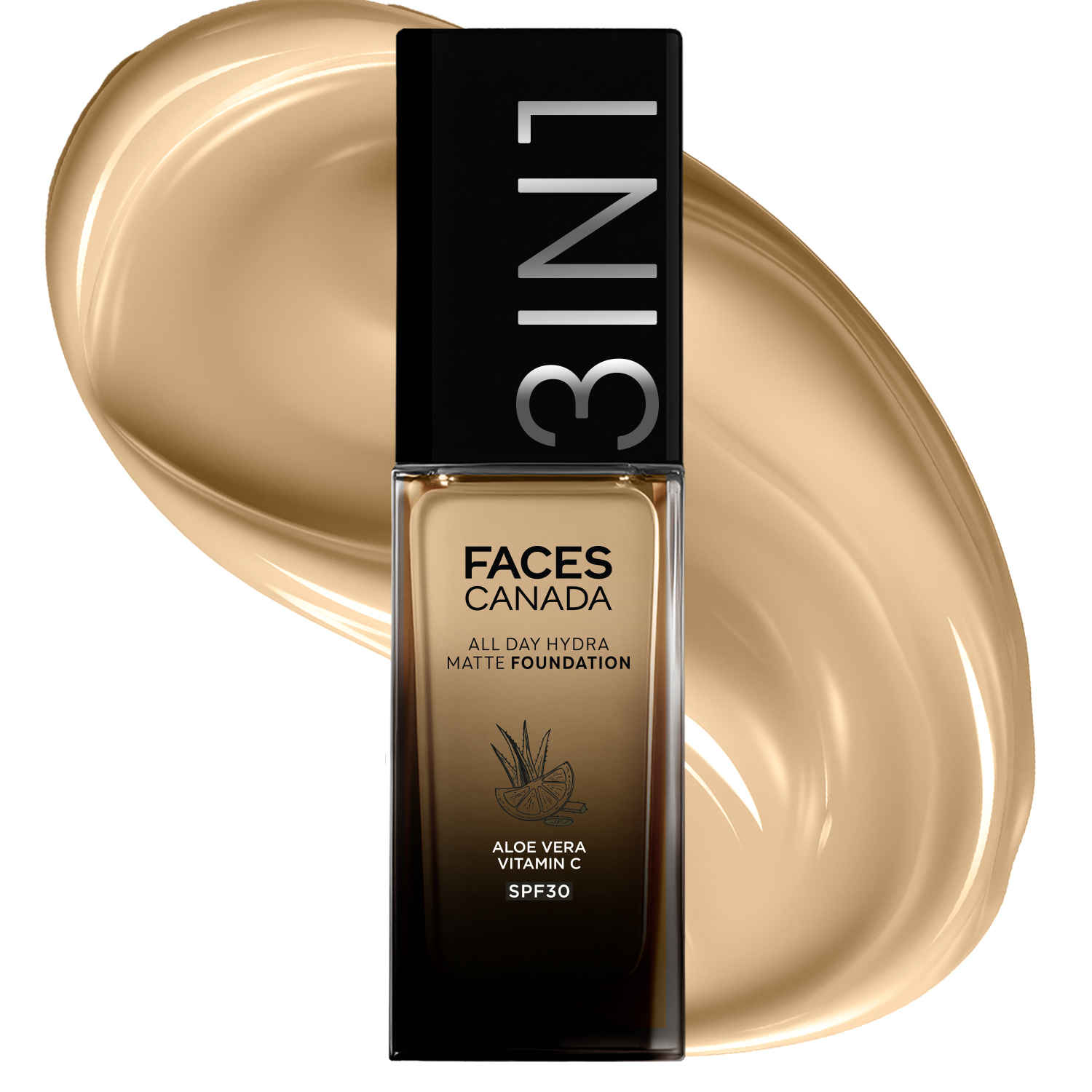 Buy FACES CANADA All Day Hydra Matte Foundation | 3 in 1 Foundation + Moisturizer + SPF 30 | Soft Beige 033, 30 ml - Purplle