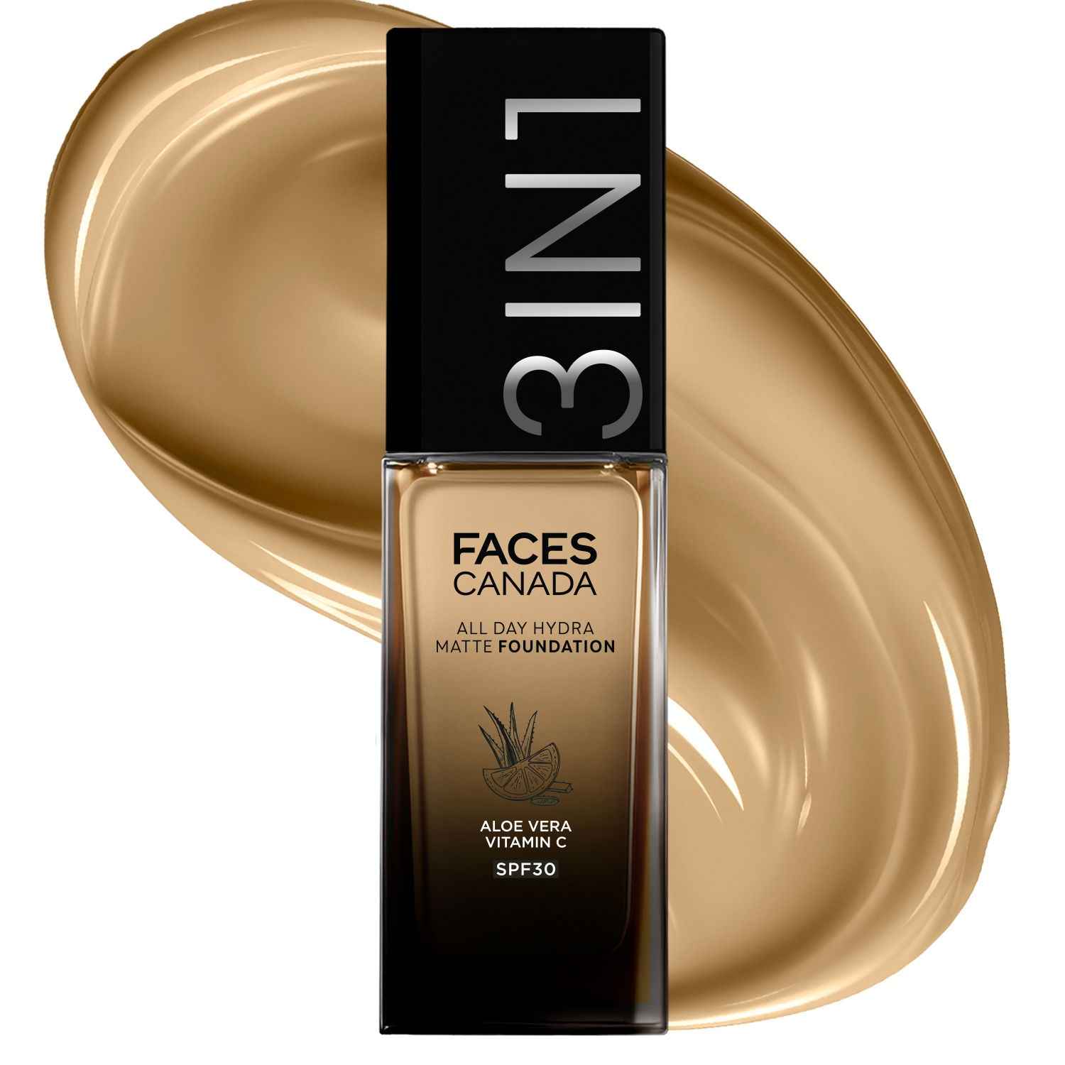 Buy FACES CANADA All Day Hydra Matte Foundation | 3 in 1 Foundation + Moisturizer + SPF 30 | Warm Tan 051, 30 ml - Purplle