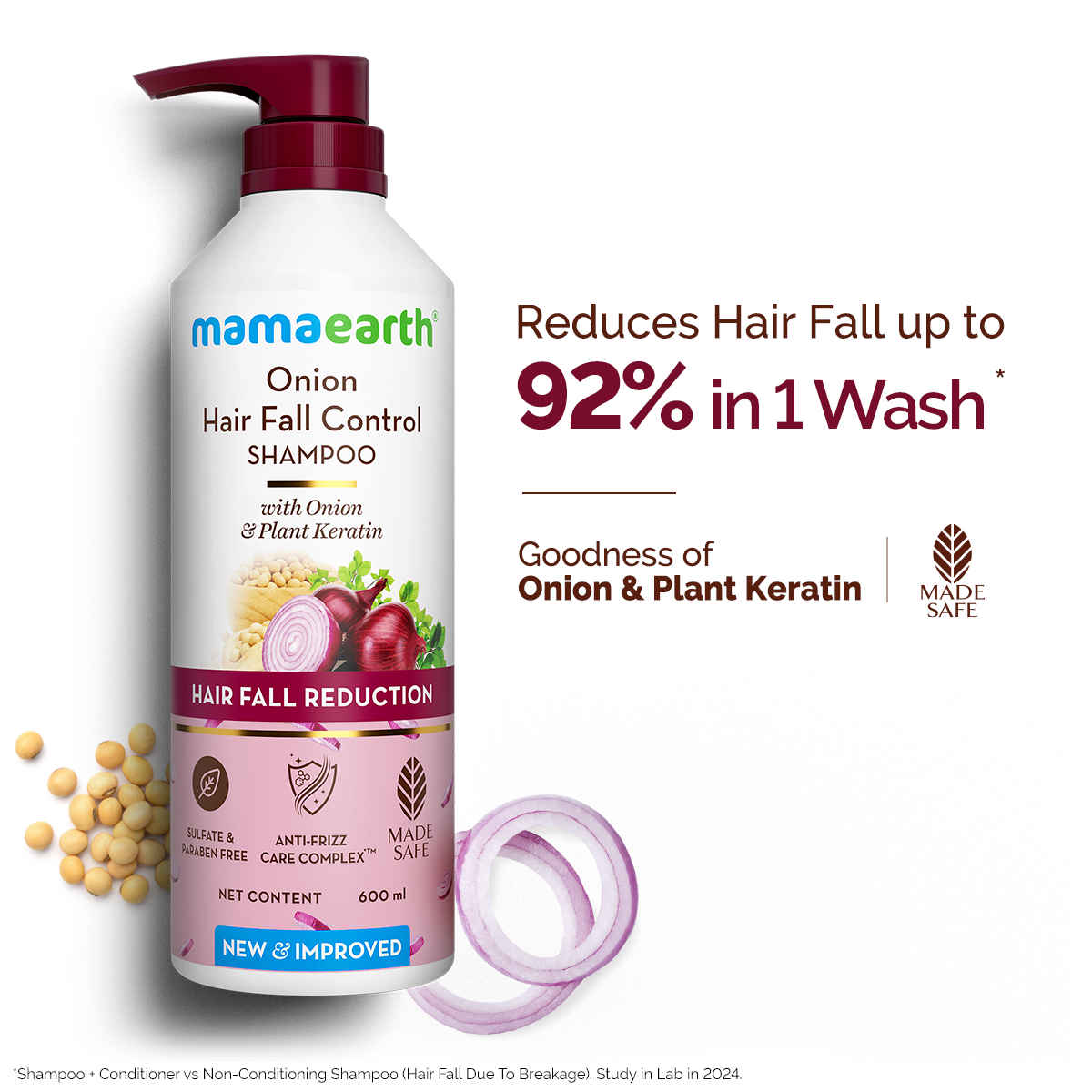 Buy Mamaearth Onion Shampoo for Hair Growth & Hair Fall Control with Onion & Plant Keratin (600 ml) - Purplle