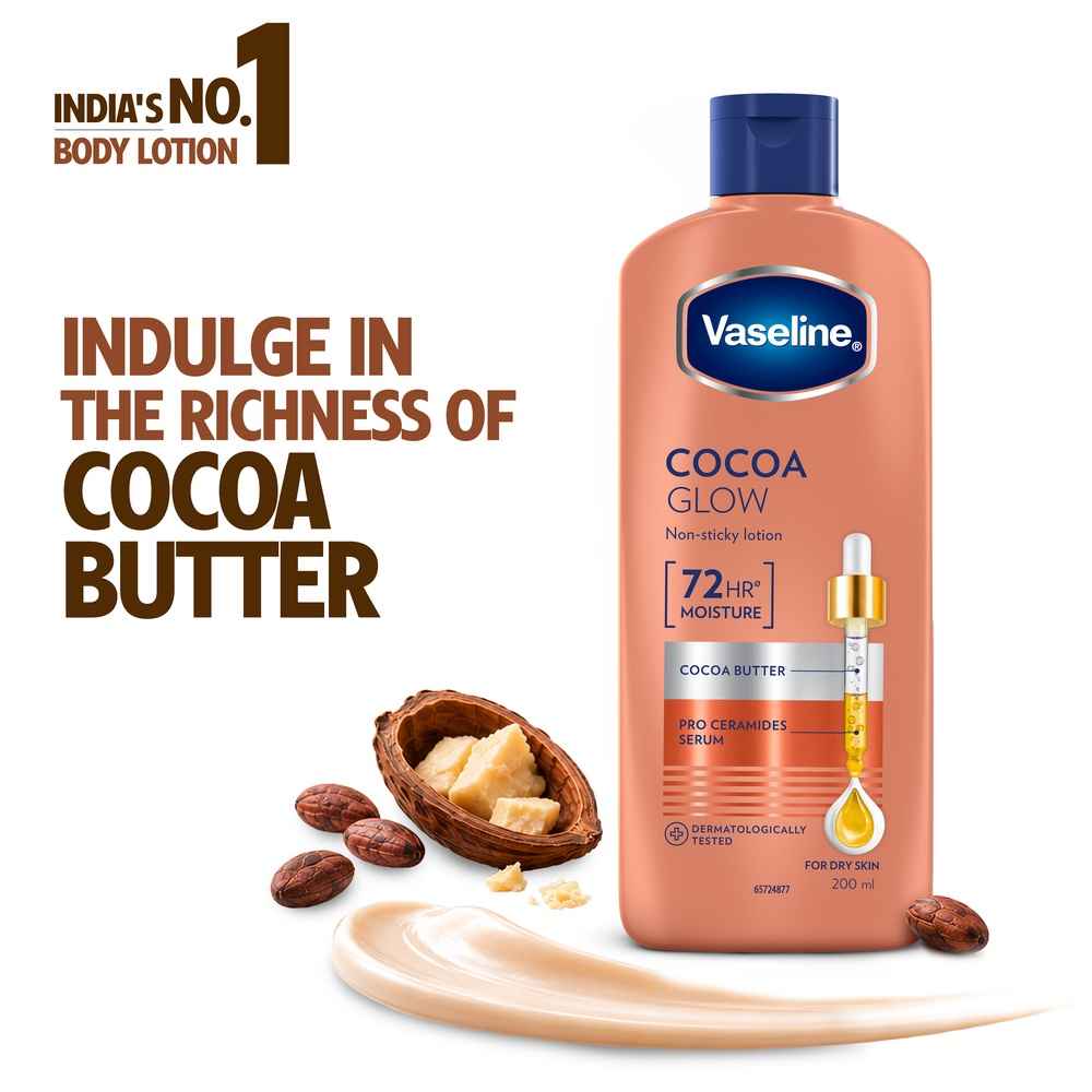 Buy Vaseline Cocoa Glow Serum In Lotion, 200 ml | 100% Pure Cocoa & Shea Buter for Glowing & Soft Skin - Purplle