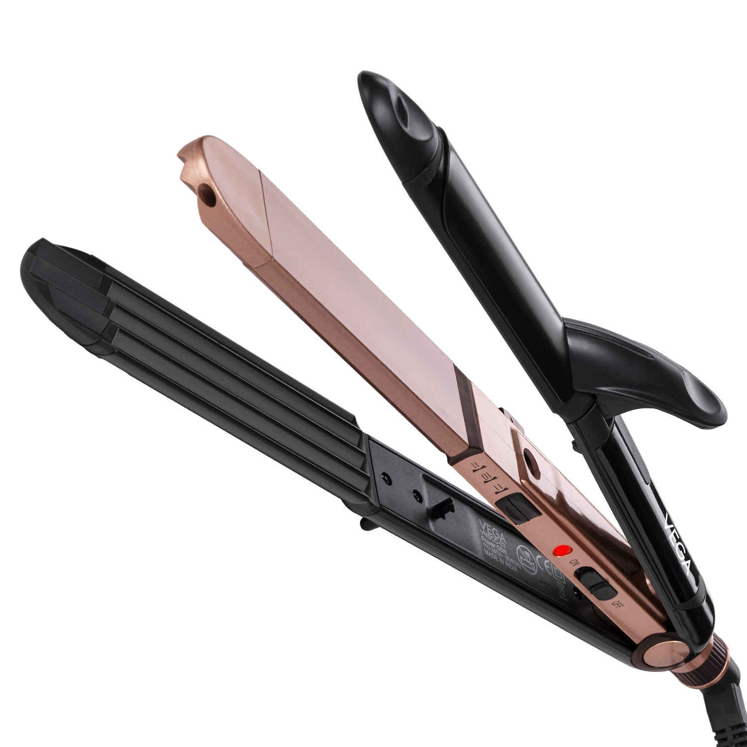 Buy VEGA 3 in 1 Keratin Hair Styler- Straightener, Curler & Crimper for Naturally Straight, Curl & Crimp in Few Min | Effortless Hair Styling (India's No.1* Hair Styler Appliance Brand, VHSCC-03) 1 pc - Purplle