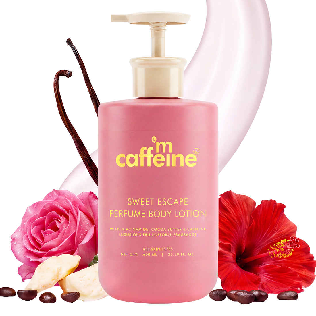 Buy mCaffeine Sweet Escape Perfume Body Lotion with Niacinamide, Cocoa & Shea Butter | Deeply Moisturizes | Luxury Fruity-Floral Scented Lotion - 600 ml - Purplle