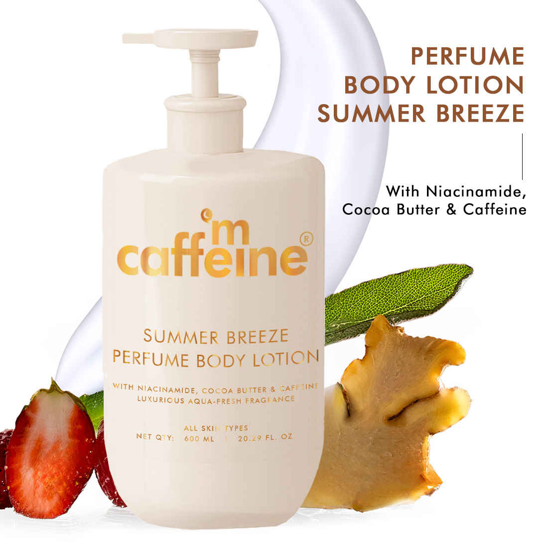 Buy mCaffeine Summer Breeze Perfume Body Lotion with Niacinamide, Cocoa & Shea Butter | Deeply Moisturizes | Luxury Aqua-Fresh Scented Lotion - 600 ml - Purplle