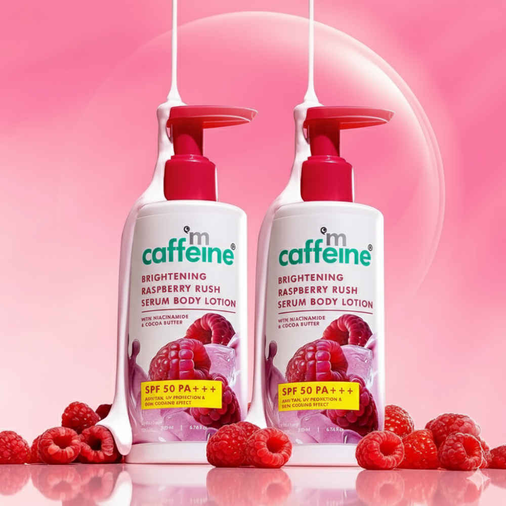 Buy mCaffeine Brightening Raspberry Rush Sunscreen Body Lotion Pack of 2 (Raspberry Body Lotion 200 ml*2) - Purplle