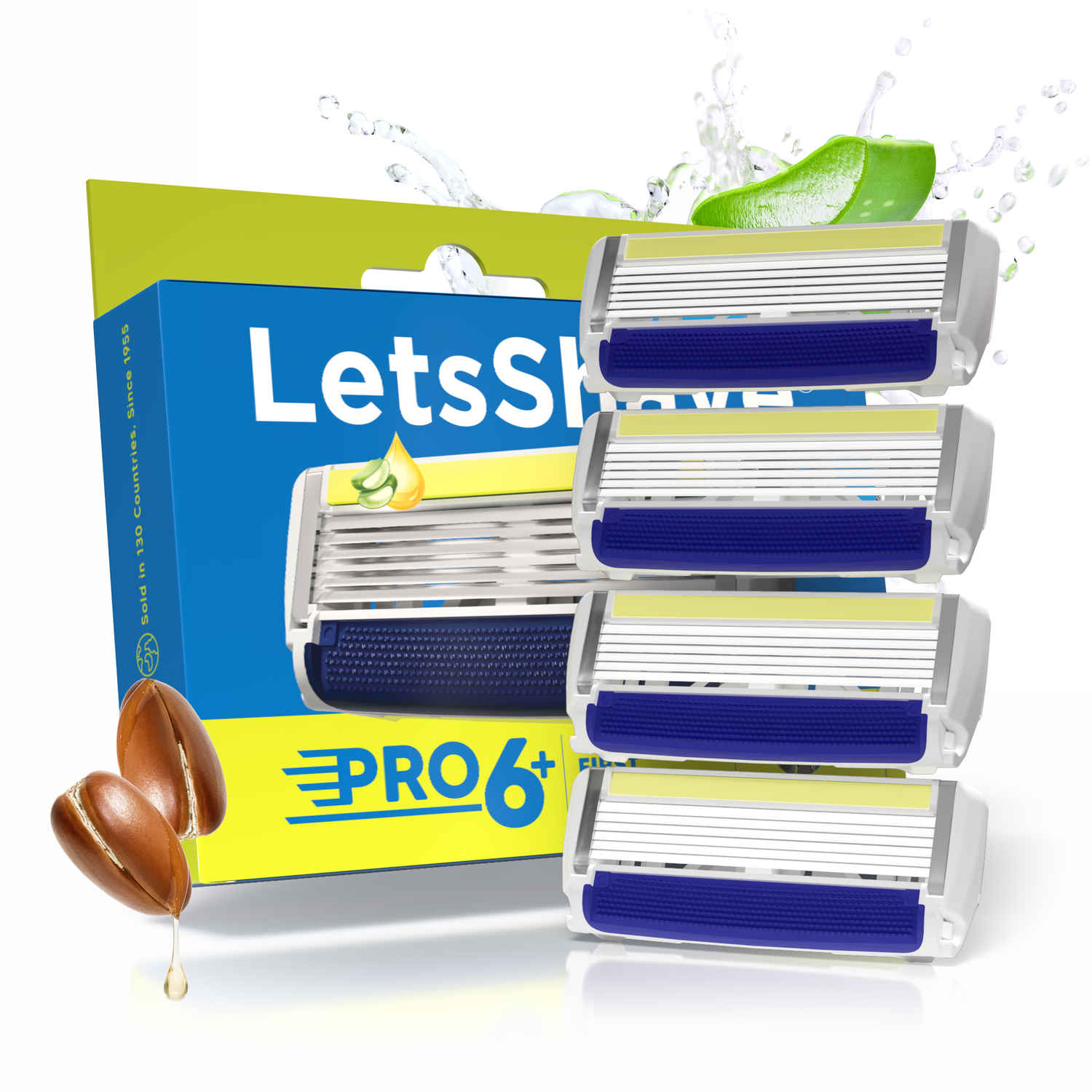 Buy LetsShave Pro 6 Plus Blade Refills – World’s First 6-Blade Razor with Back Blade & Aloe Bar | pack of 4 - Purplle