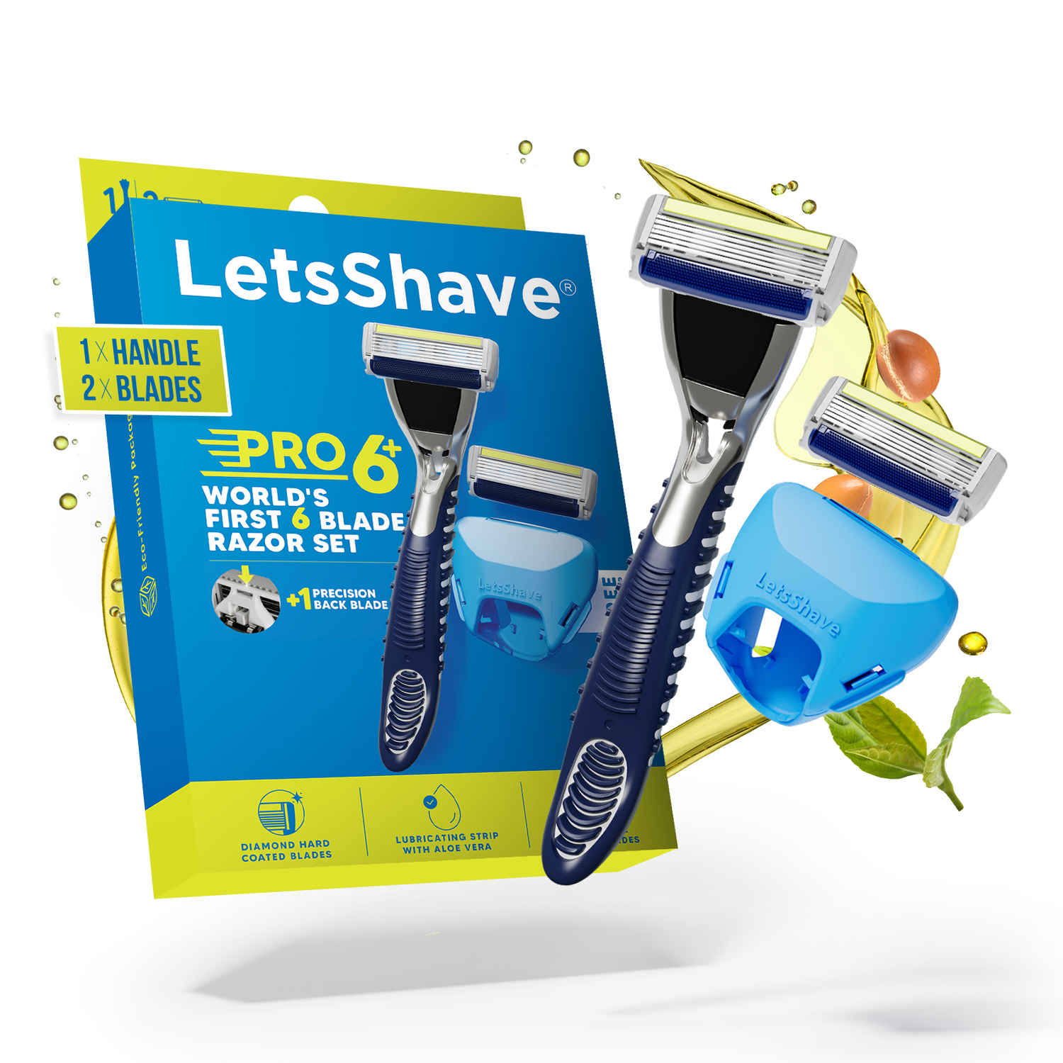 Buy LetsShave Pro 6 Plus Razor with 2 Blades for Men, Protective Cap | World's 1st 6-Blade Shaver with Precision Back blade (Pack of 3) - Purplle