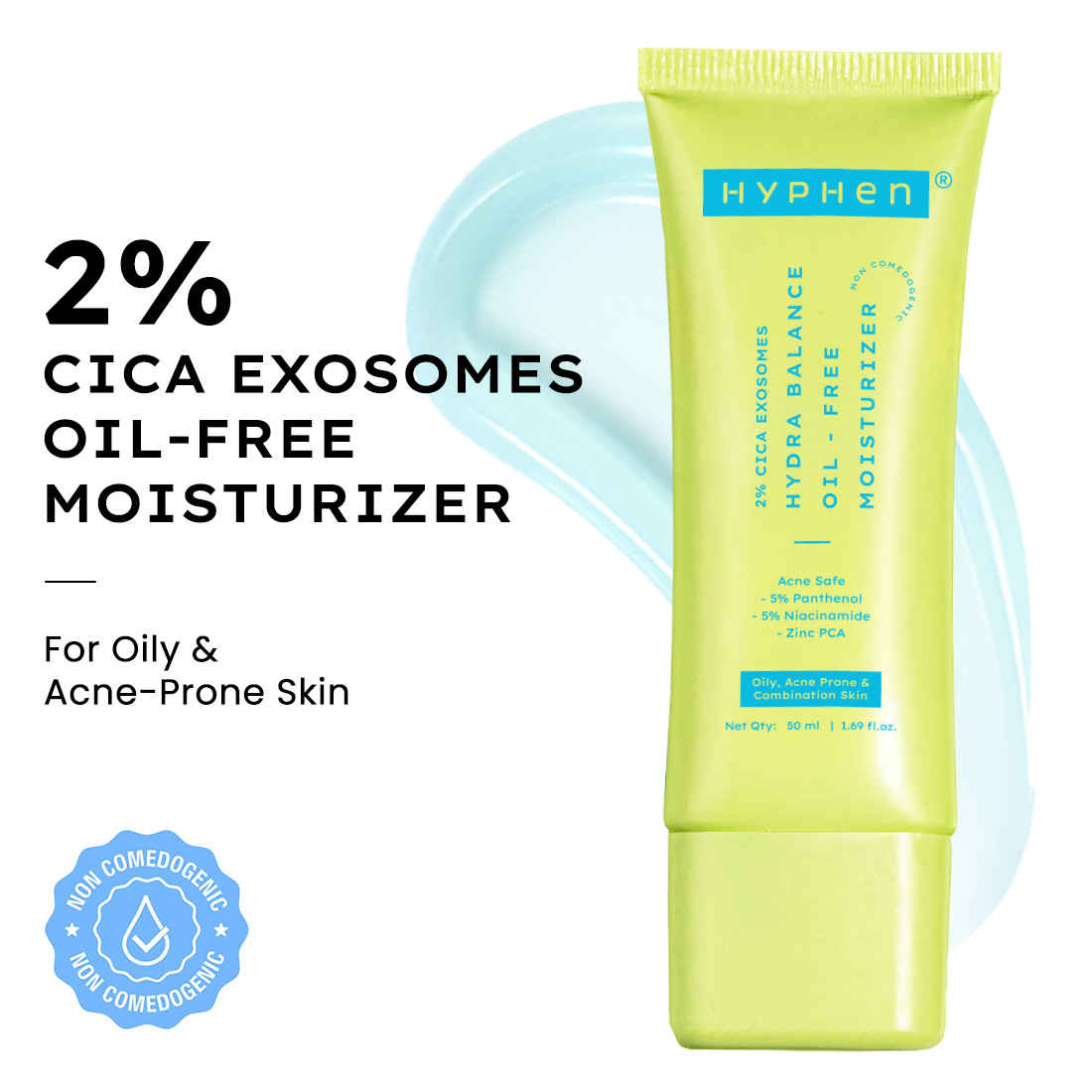 Buy Hyphen 2% Cica Exosomes Oil-Free Moisturizer for Oily & Acne-Prone Skin | 10X Deeper Hydration | 5% Niacinamide for Oil Control | Water-Light - 50 ml - Purplle