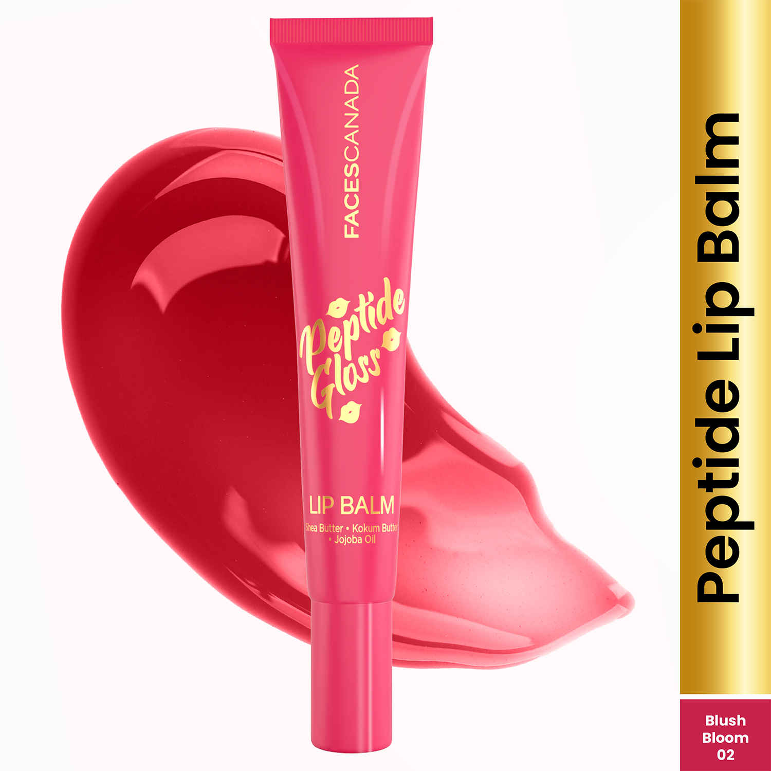 Buy FACES CANADA Peptide Gloss Lip Balm - Blush Bloom 02, 10 ml | Tinted Lip Balm | Deeply Nourishing | Lightweight | Soft & Smooth Finish | Overnight Lip Treatment | With Butters & Hyaluronic Acid Infused - Purplle