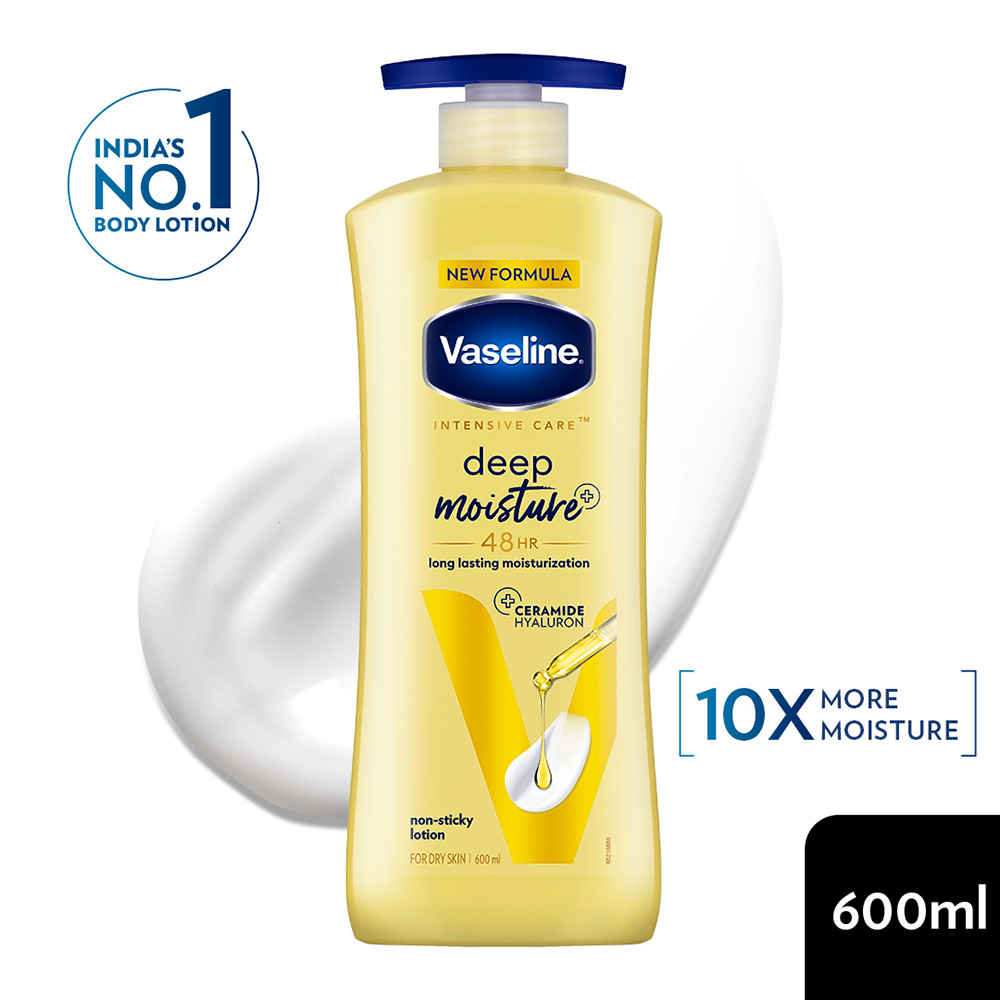 Buy Vaseline Deep Moisture Body Lotion with Ceramide Hyaluron | 10X More Moisture | For Dry Skin | 600 ml - Purplle
