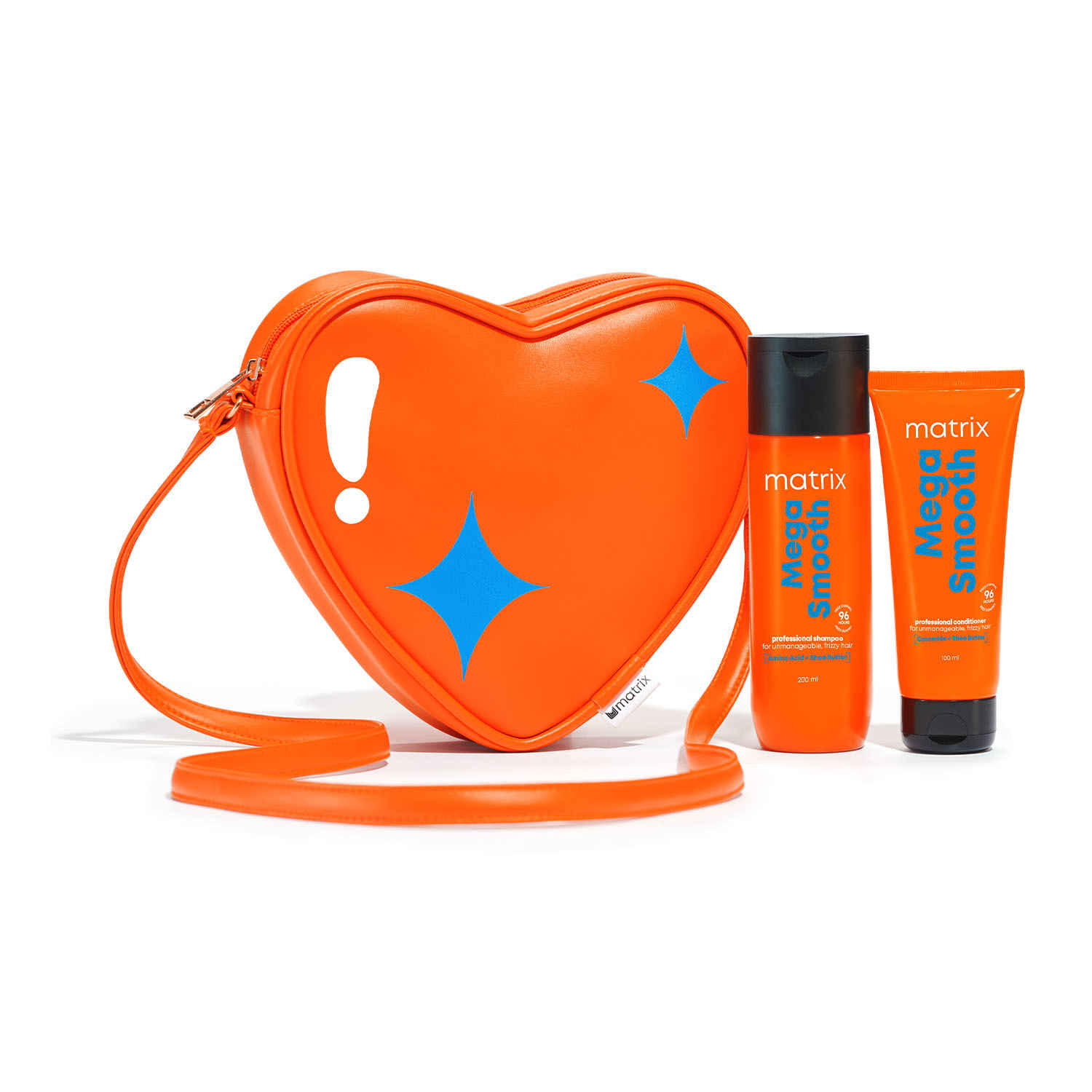 Buy Matrix Mega Smooth Combo for Frizzy, Unmanageable Hair | Defy Frizz for 4 Days* | with Shea Butter and Amino Acid, Professional Anti-Frizz Shampoo + Conditioner + FREE Sling Bag (300 gm) - Purplle