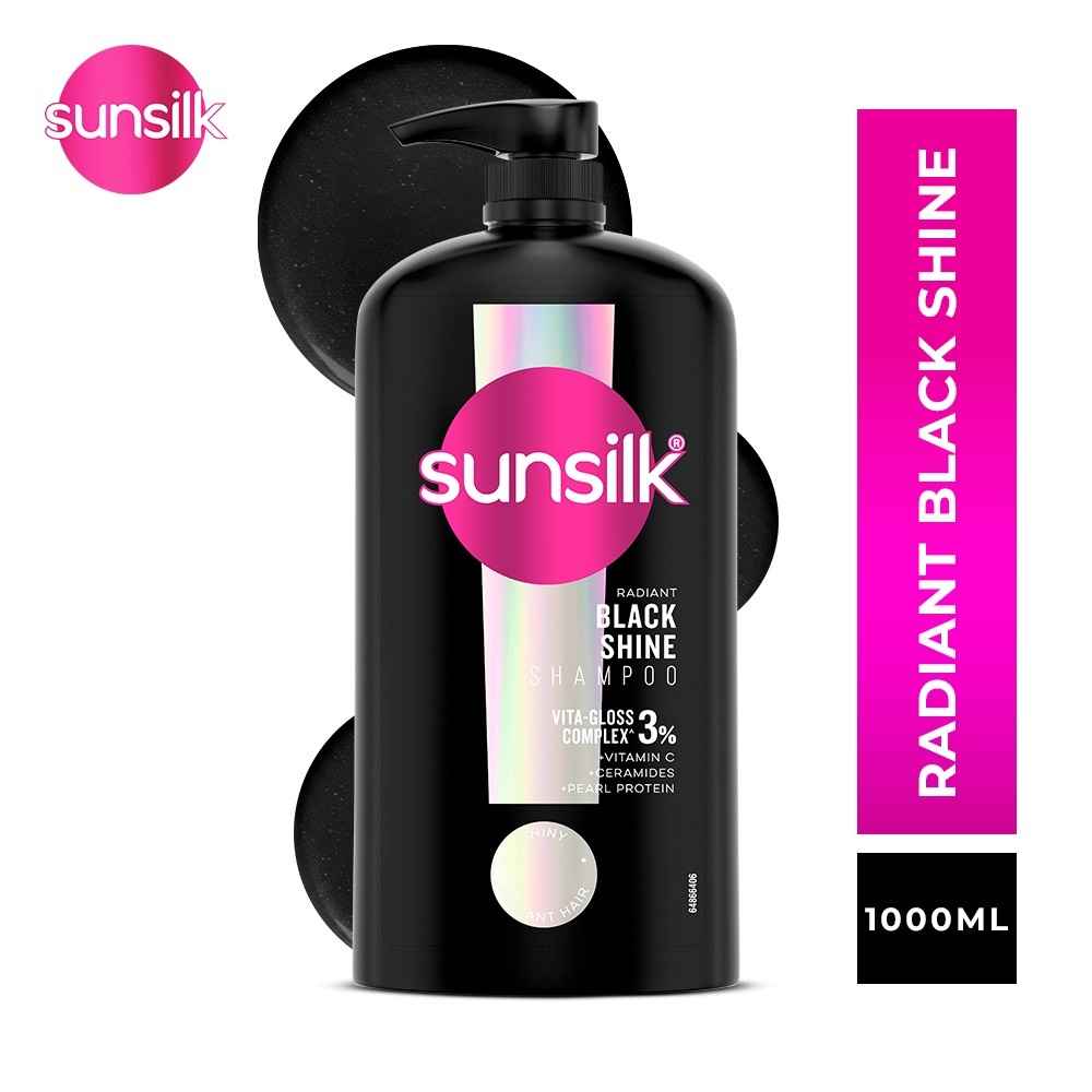 Buy Sunsilk Radiant Black Shine Shampoo, with 3% Vita-Gloss Complex, 1000 ml, for Glossy Black Hair - Purplle