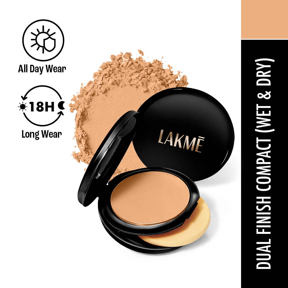 Buy Lakme Showstopper Collection Unreal Dual Cover Pressed Powder Foundation Compact, Beige Honey , 9 gm - Purplle