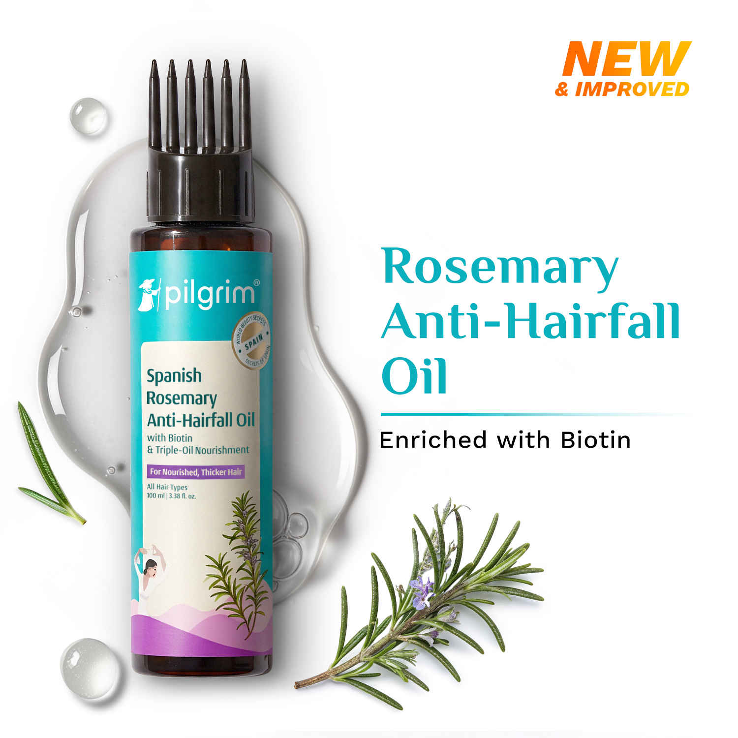 Buy Pilgrim Rosemary & Biotin Hair Growth Oil to Control Hair Fall, 100 ml, Strengthens Hair roots, Improves Hair Growth & Thickness, For Men & Women - Purplle