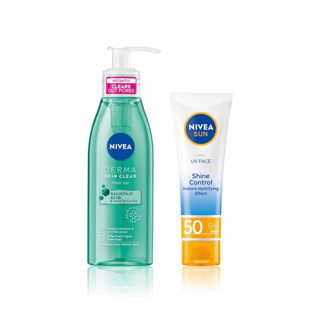 Buy Nivea Skin Protecting and Cleansing Duo(Sunscreen 50 ml+ gel face wash 150 ml) - Purplle