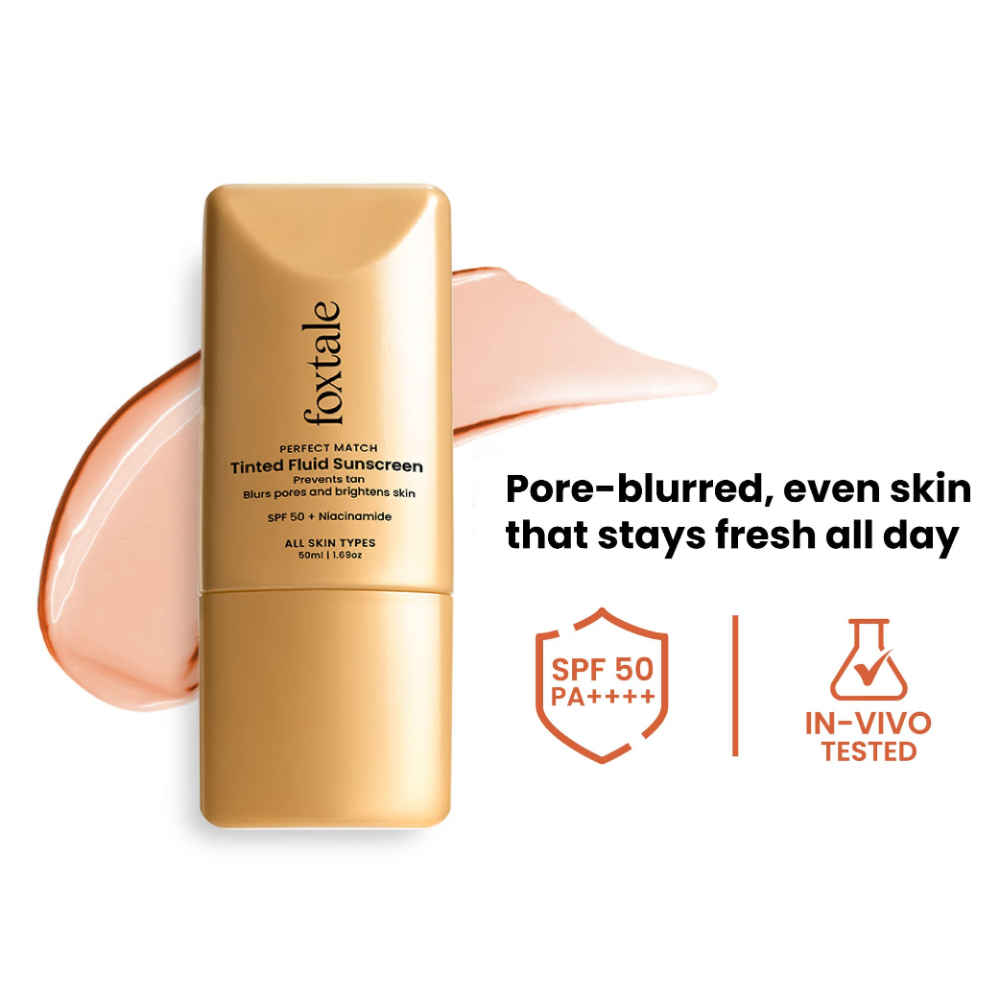 Buy Foxtale Perfect Match Tinted Fluid Sunscreen (Nude) 50 ml - Purplle