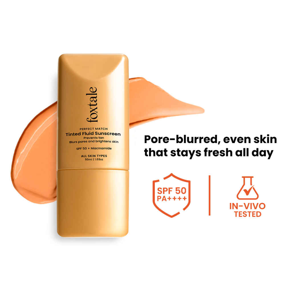 Buy Foxtale Perfect Match Tinted Fluid Sunscreen (Clay) 50 ml - Purplle