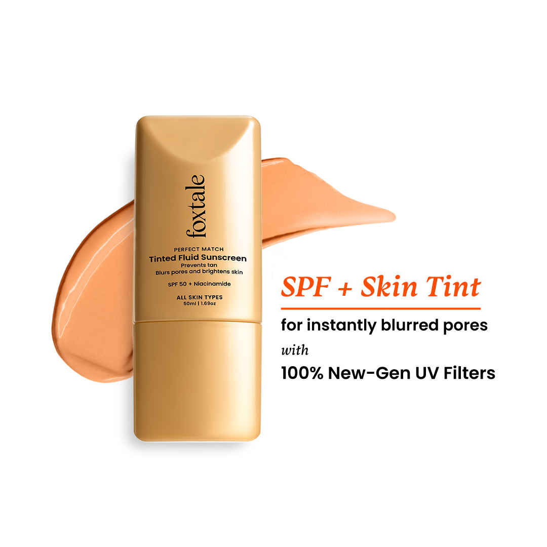 Buy Foxtale Perfect Match Tinted Fluid Sunscreen (Clay) 50 ml - Purplle