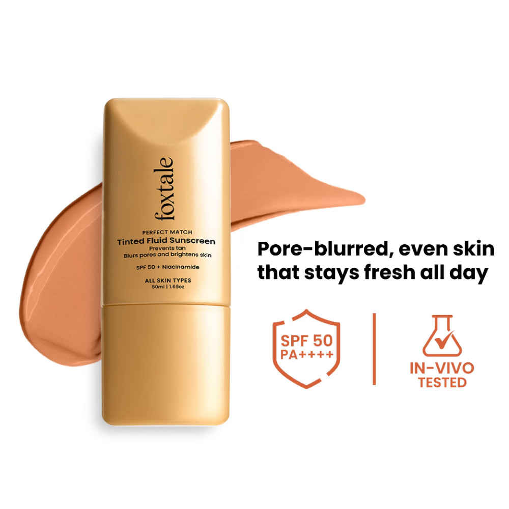 Buy Foxtale Perfect Match Tinted Fluid Sunscreen (Mocha) 50 ml - Purplle