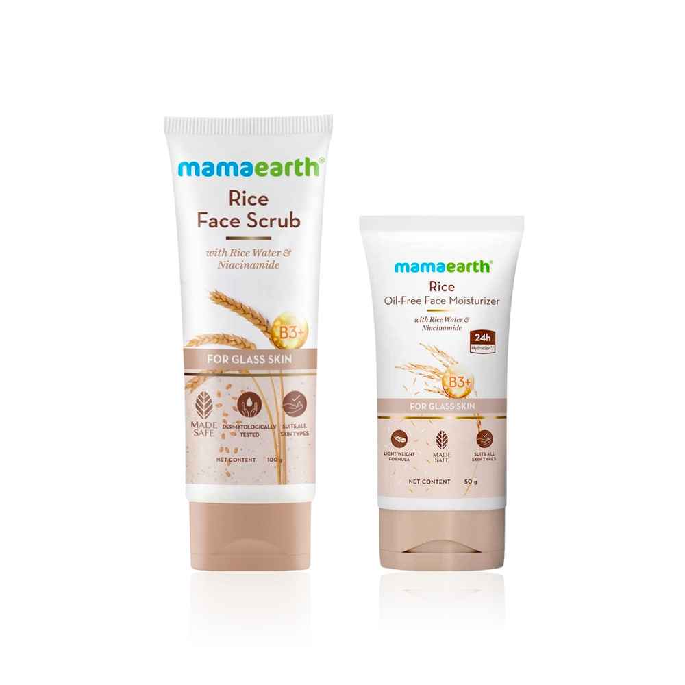 Buy Mamaearth Radiant Skin Kit (Mamaearth Rice Scrub (100 gm) + Rice Oil-Free Moisturizer (50 gm) | With Rice Water & Niacinamide for Bright, Clear & Balanced Skin) Combo of 2 - Purplle