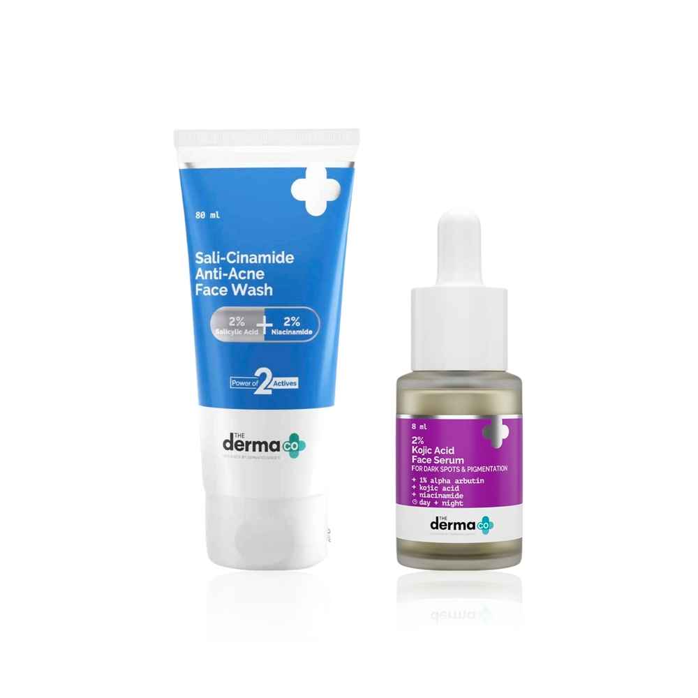Buy The Derma Co Acne Scar & Active Blemish Fighting Duo ( Sali-Cinamide Face Wash (80 ml) with 2% Salicylic Acid + 2% Kojic Acid Serum (8 ml) with 1% Alpha Arbutin | Complete Clear Skin Solution.) Combo of 2 - Purplle