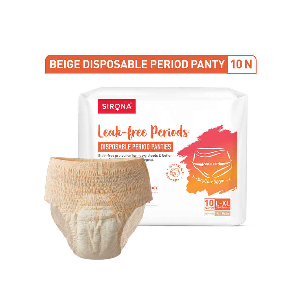 Buy Sirona Disposable Period Pants for Woman | Leak-proof, Breathable & Discreet | L-XL | DryCore360™ Technology | MagicStitch™ Leakproof Design | Pack of 10 - Purplle