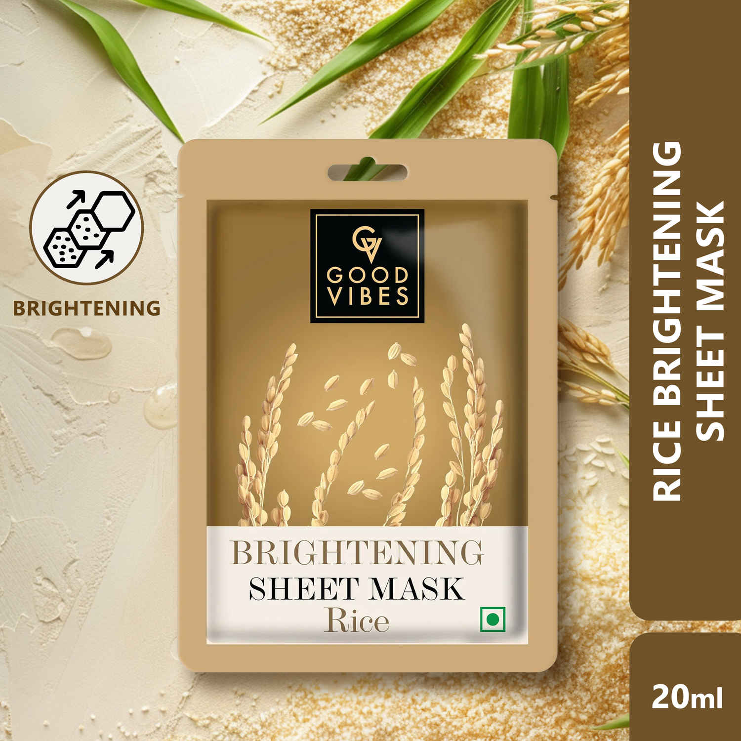 Buy Good Vibes Rice Brightening Sheet Mask (20 ml) - Purplle