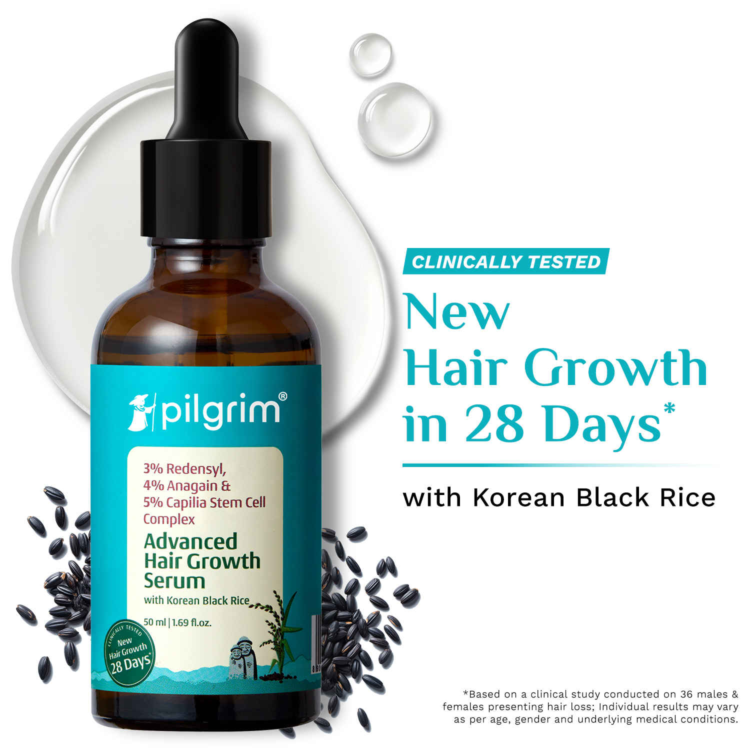 Buy Pilgrim Redensyl + Anagain Advanced Hair Growth Serum with Green Tea |All Hair Types | For Women & Men | Discover Thick and Dense Hair | Vegan (50 ml) - Purplle