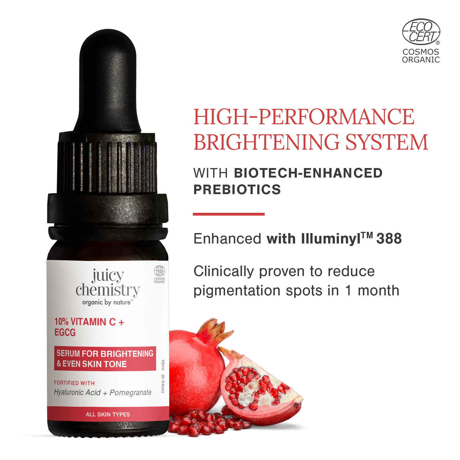 Buy Juicy Chemistry 10% Vitamin C + EGCG Serum, 10 ml | Brightening & Antioxidant Face Serum | Brightens Skin Tone | Reduces Hyperpigmentation | Healthy Skin Barrier | Smoothens Fine Lines & Wrinkles | Dermatologically Tested - Purplle