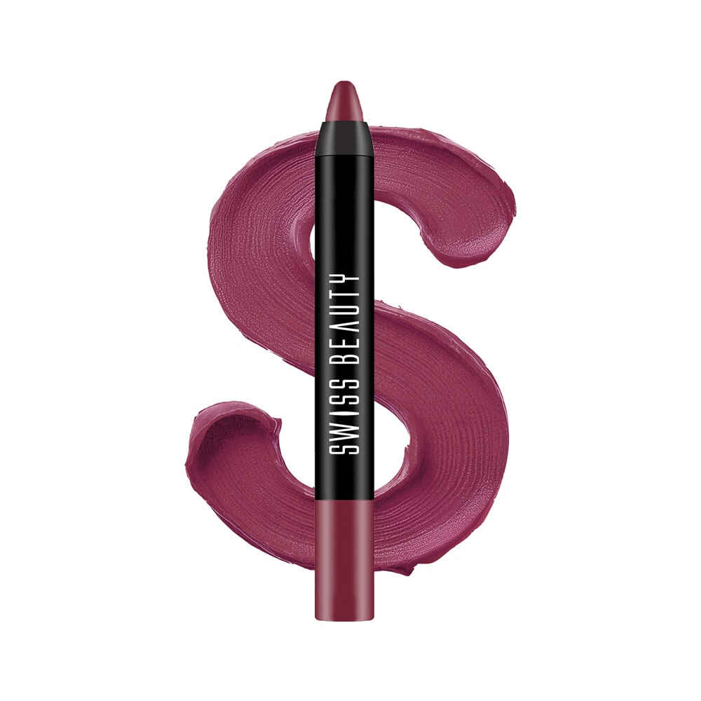 Buy Swiss Beauty Stay Maxx Lip Crayon | 12-Hour Stay | Waterproof | Smudge-Proof | Matte Finish | Hydrating Formula - Plum House 3.5 gm - Purplle