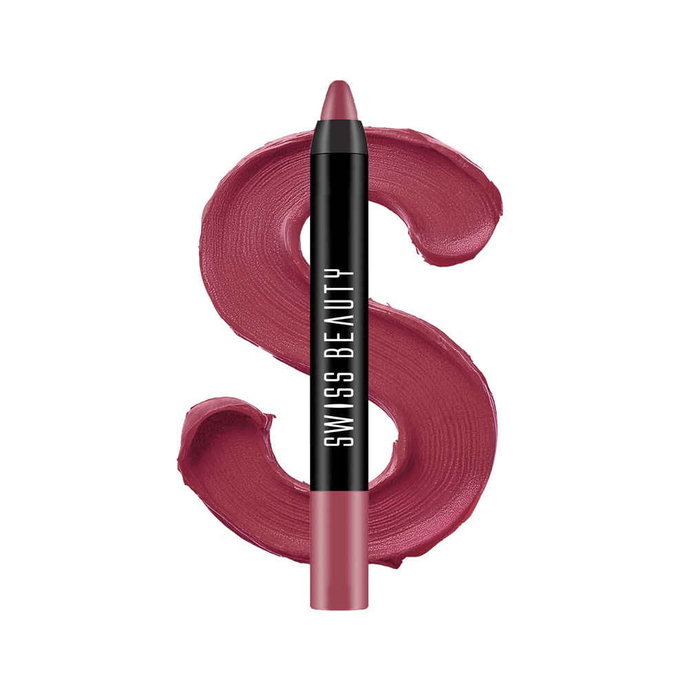 Buy Swiss Beauty Stay Maxx Lip Crayon | 12-Hour Stay | Waterproof | Smudge-Proof | Matte Finish | Hydrating Formula - Mauve On 3.5 gm - Purplle