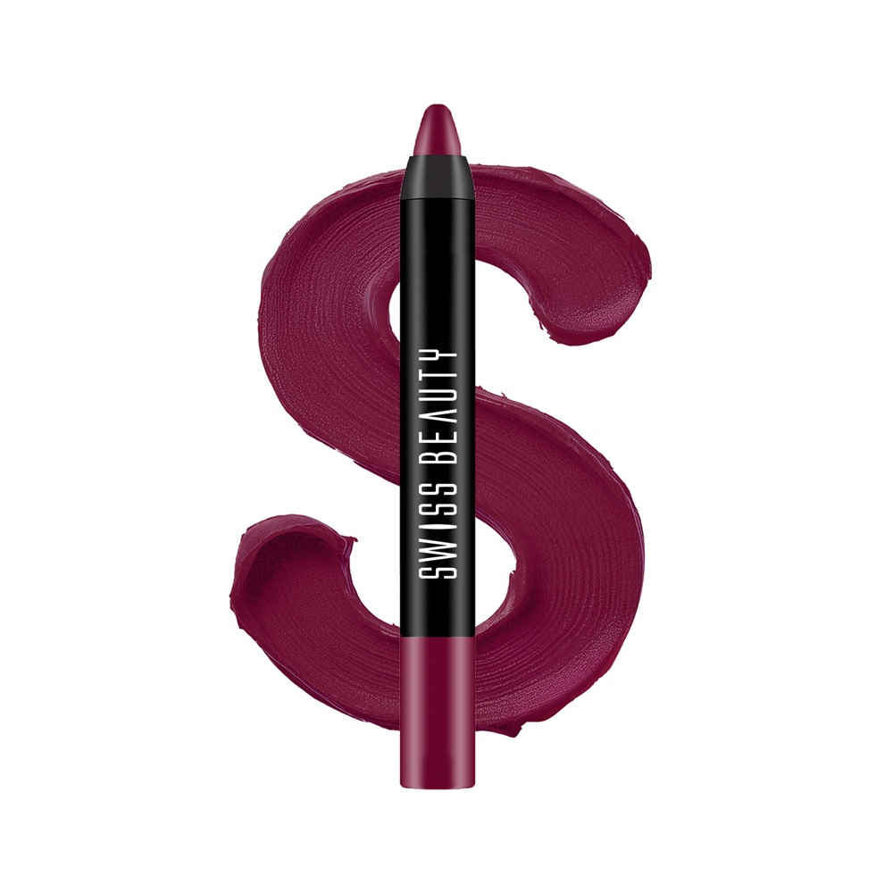 Buy Swiss Beauty Stay Maxx Lip Crayon | 12-Hour Stay | Waterproof | Smudge-Proof | Matte Finish | Hydrating Formula - Purple Villain 3.5 gm - Purplle