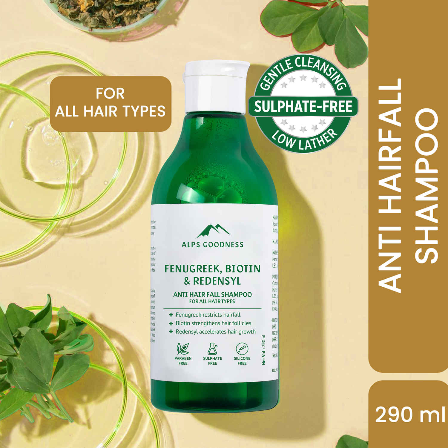 Buy Alps Goodness Fenugreek Biotin & Redensyl Anti Hairfall Shampoo (290 ml) | Methi Hairloss Control Shampoo For All Hair Types | Sulphate, Silicone & Paraben Free | Gentle & Mild Cleansing Shampoo| Vegan - Purplle