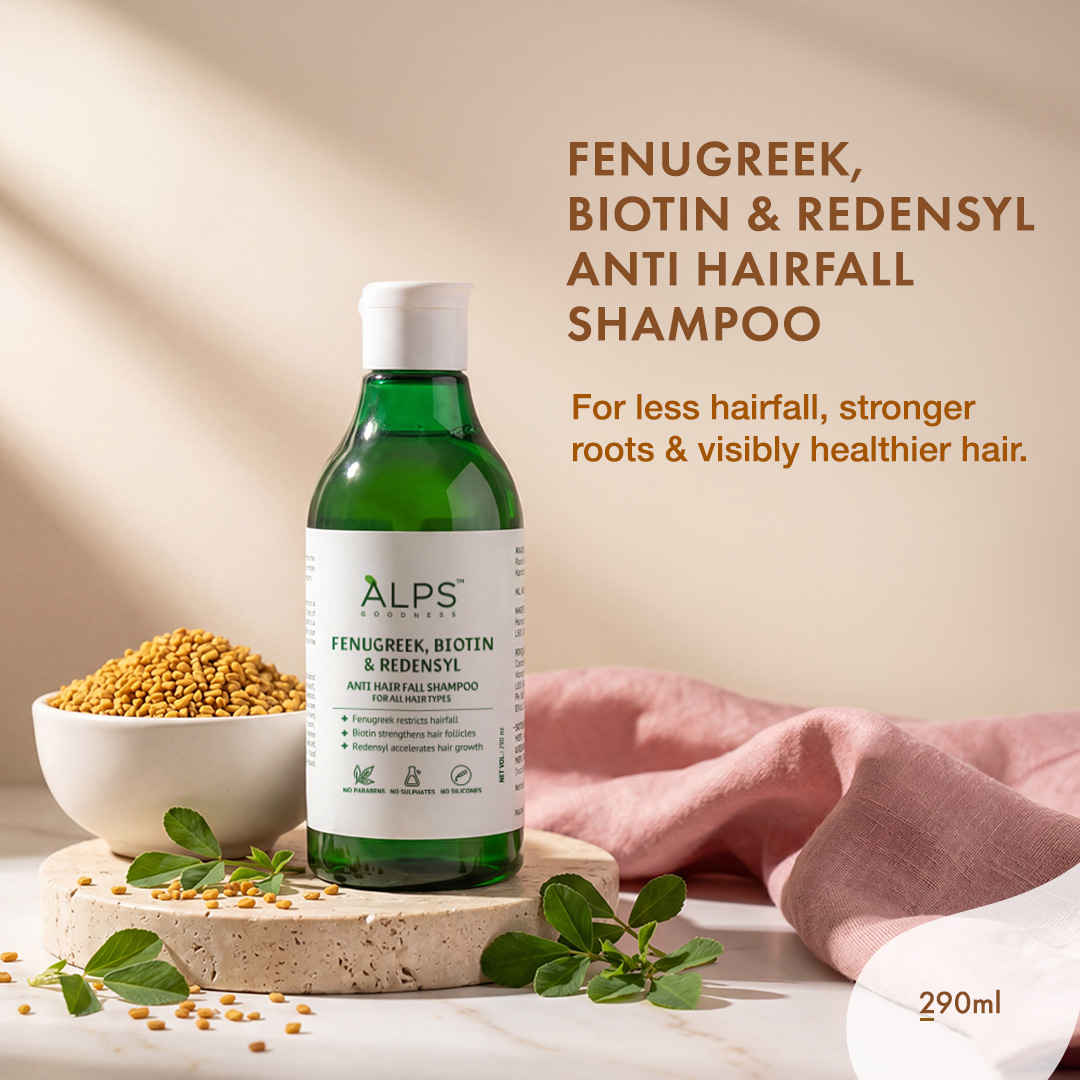Buy Alps Goodness Fenugreek Biotin & Redensyl Anti Hairfall Shampoo (290 ml) | Methi Hairloss Control Shampoo For All Hair Types | Sulphate, Silicone & Paraben Free | Gentle & Mild Cleansing Shampoo| Vegan - Purplle