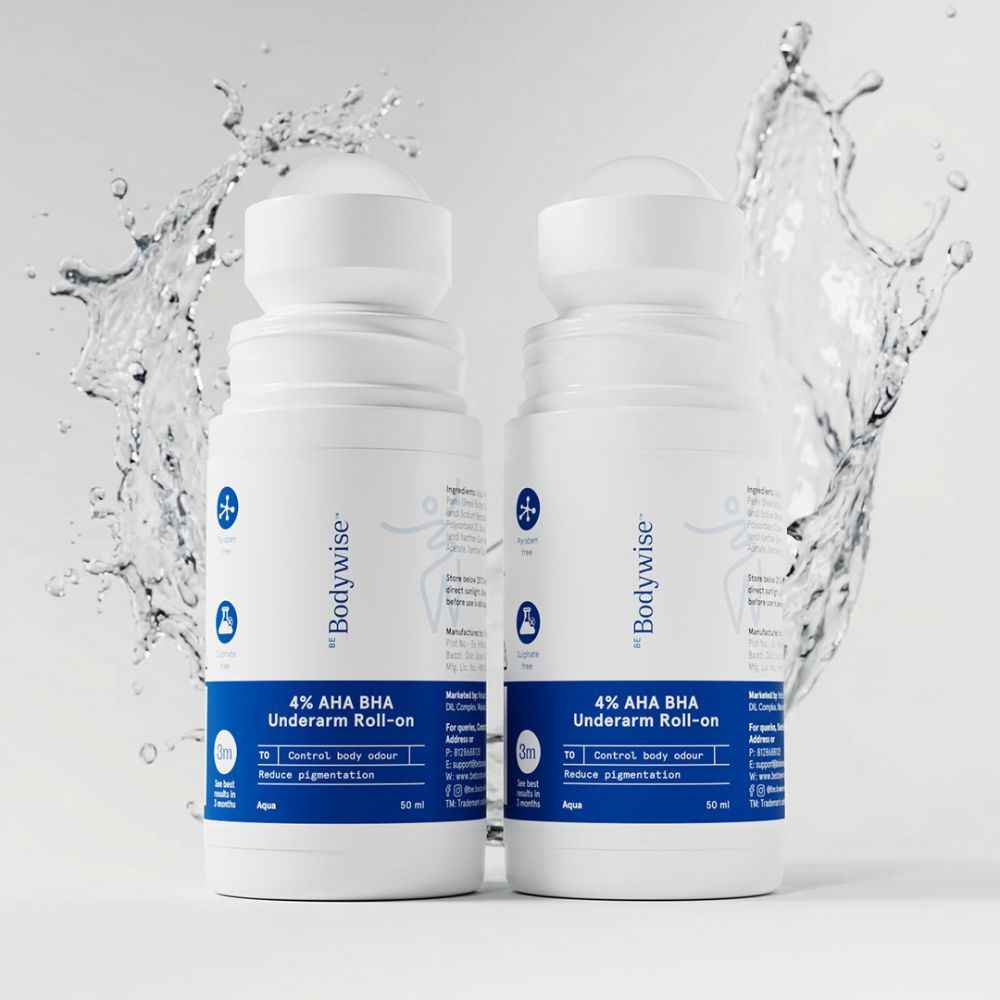 Buy Be Bodywise 4% Aha Bha Underarm Roll On | Controls Odour & Reduces Pigmentation | 0% Alcohol & 0% Aluminium | Aqua Fragrance (50 ml X 2) - Purplle