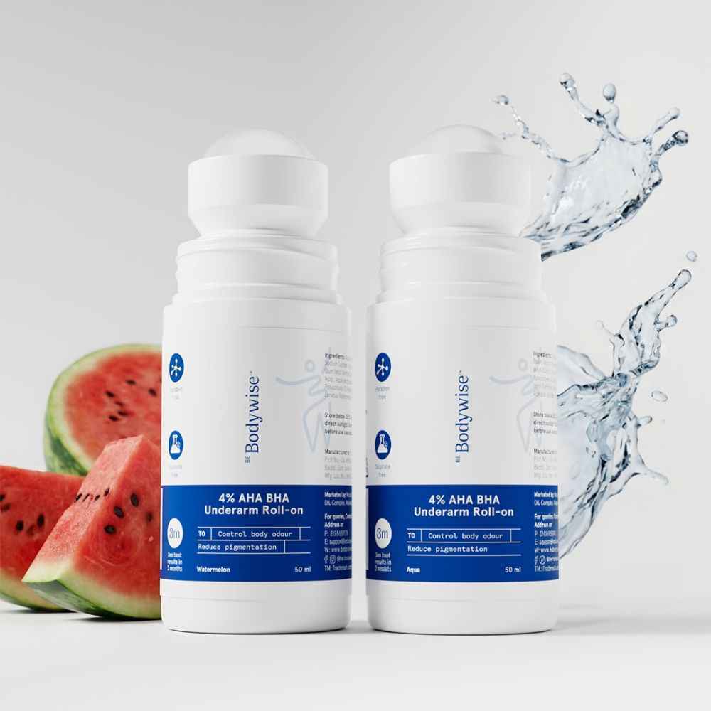 Buy Be Bodywise 4% Aha Bha Underarm Roll On | Controls Odour & Reduces Pigmentation | 0% Alcohol & 0% Aluminium | Aqua & Watermelon Fragrance (50 ml X 2) - Purplle